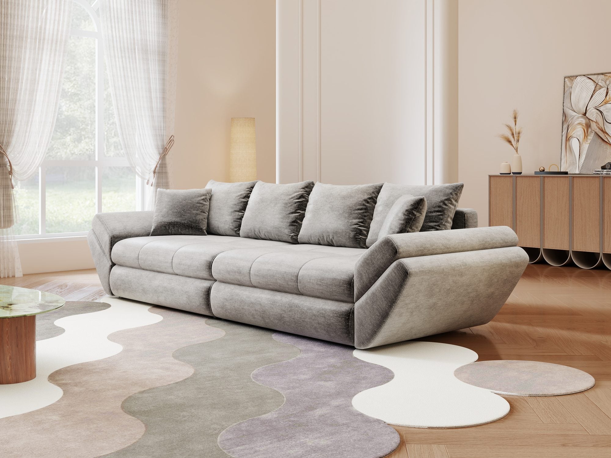 Canapea extensibilă dumonde cu ladă de depozitare Loana Monolith Gri 300x100 cm