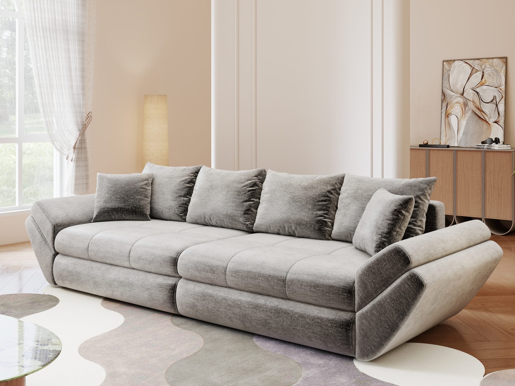 Canapea extensibilă dumonde cu ladă de depozitare Loana Monolith Gri 300x100 cm