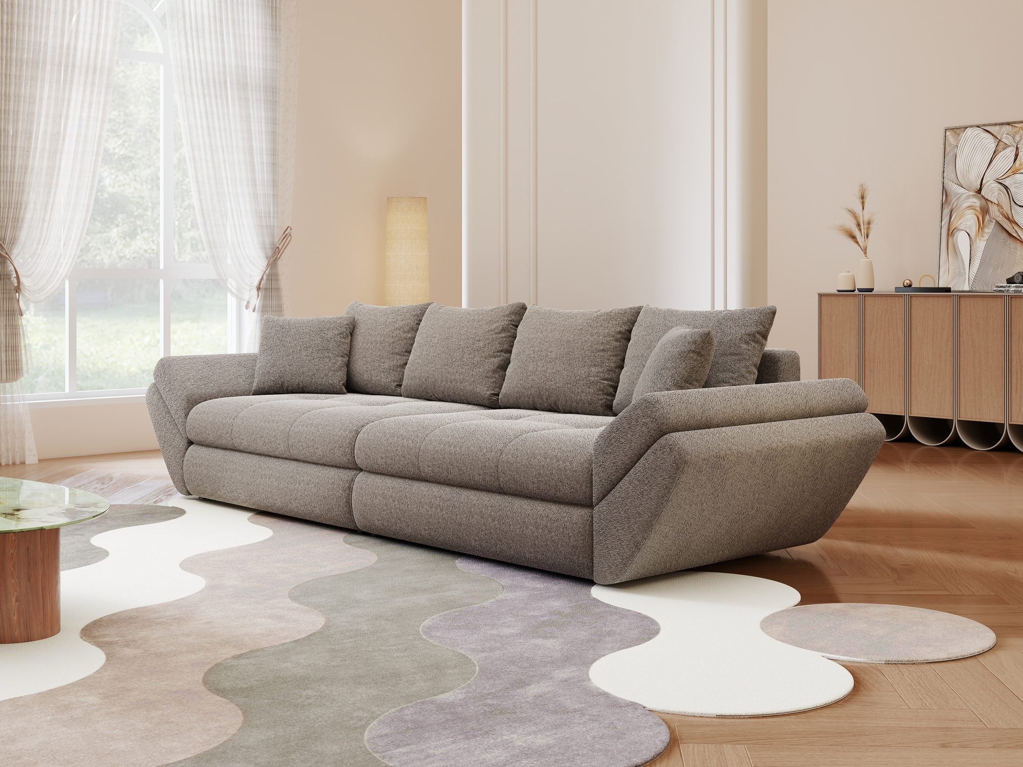 Canapea extensibilă dumonde cu ladă de depozitare Loana Monte Gri 300x100 cm