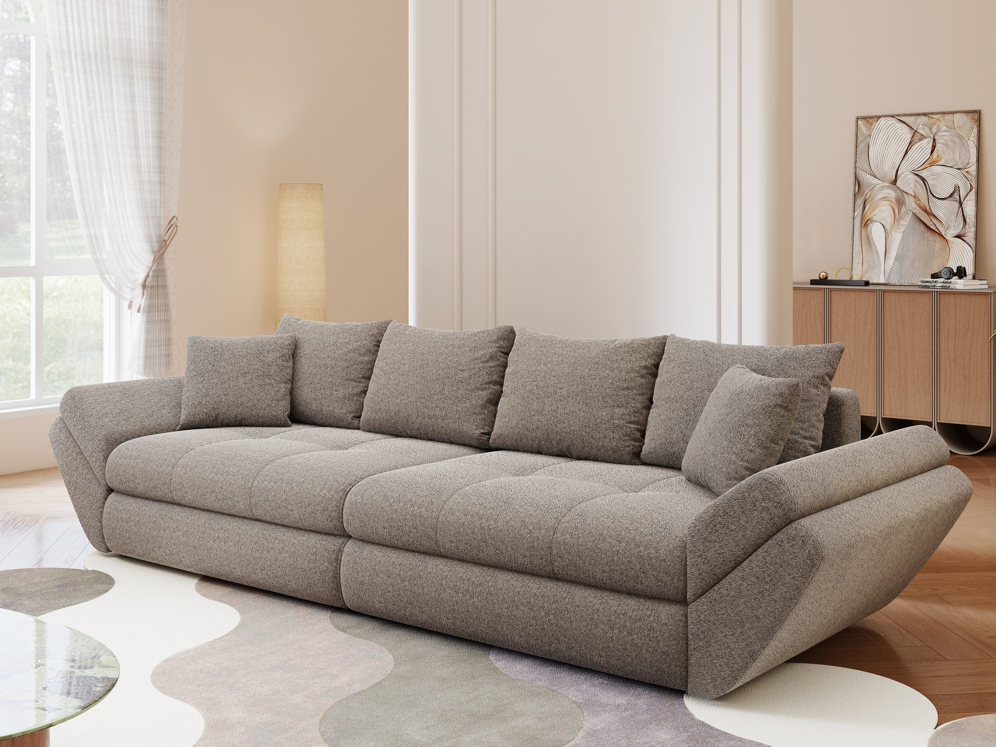 Canapea extensibilă dumonde cu ladă de depozitare Loana Monte Gri 300x100 cm