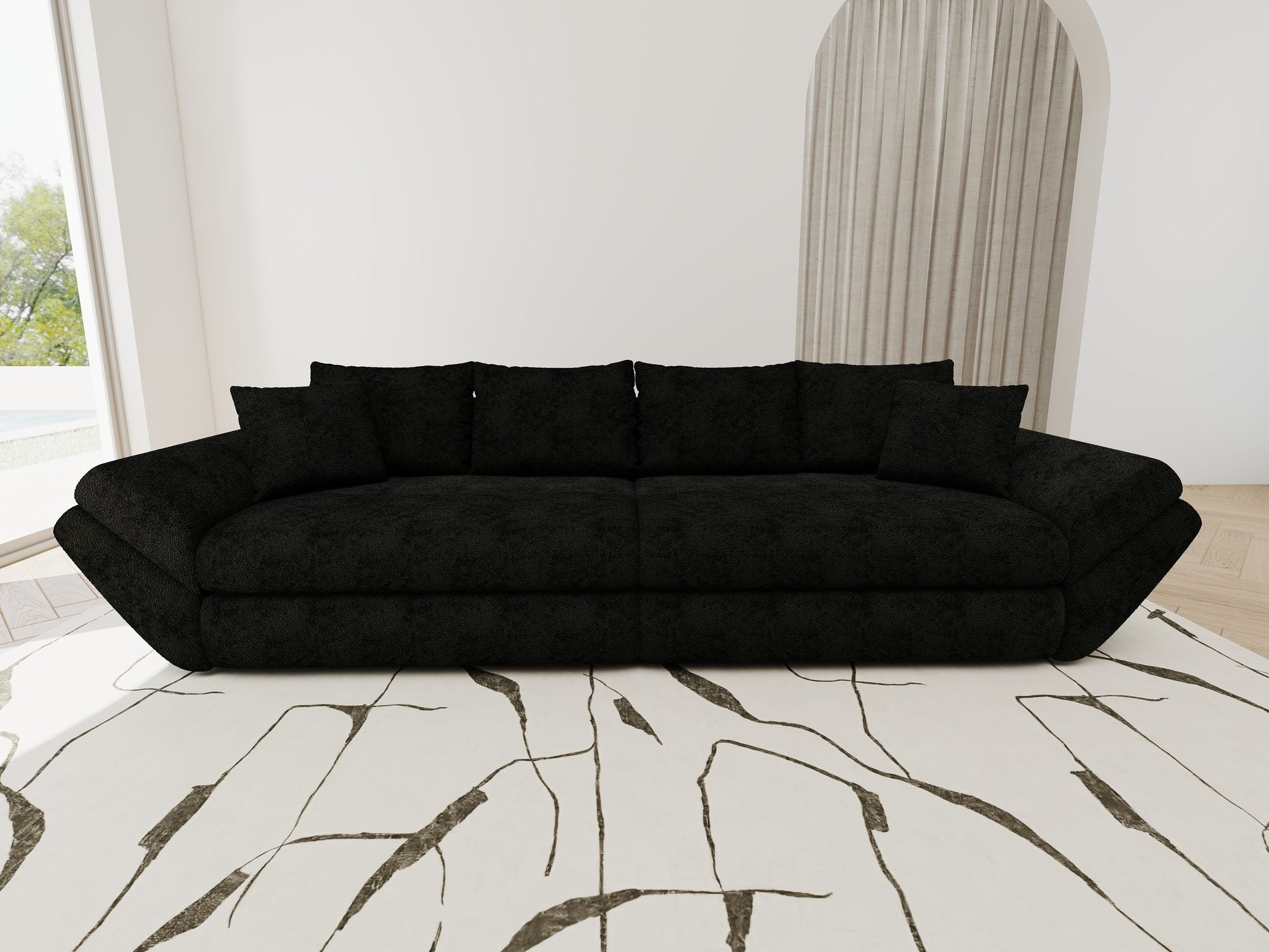 Canapea extensibilă dumonde cu ladă de depozitare Loana Quelle Negru 300x100 cm