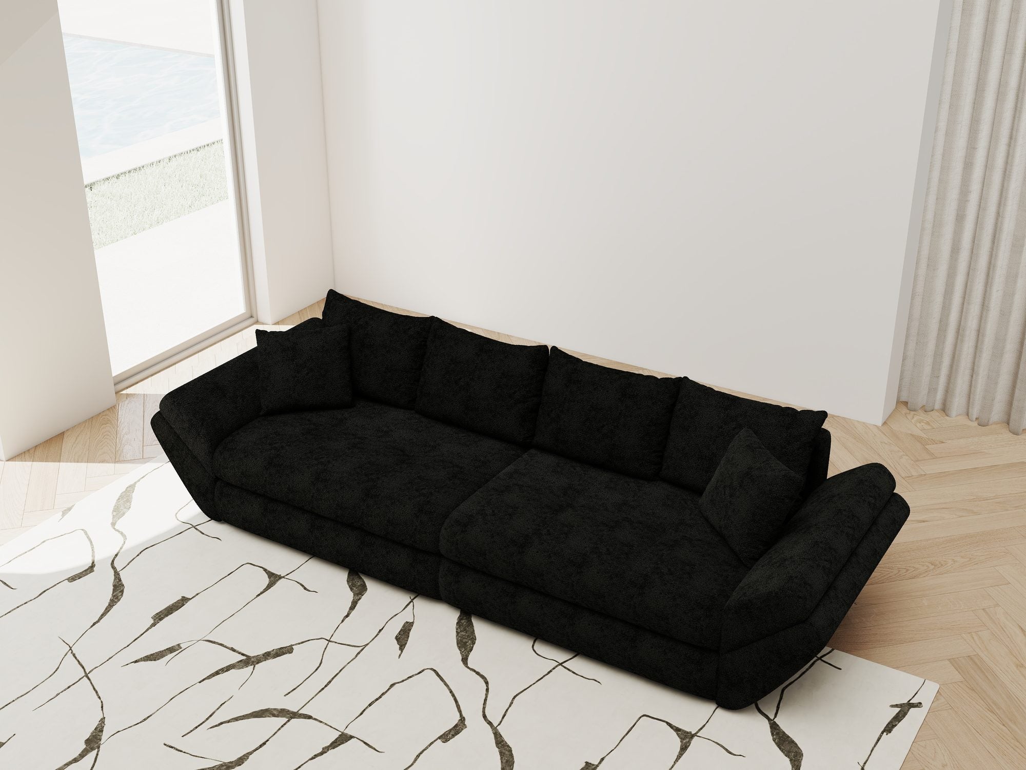 Canapea extensibilă dumonde cu ladă de depozitare Loana Quelle Negru 300x100 cm