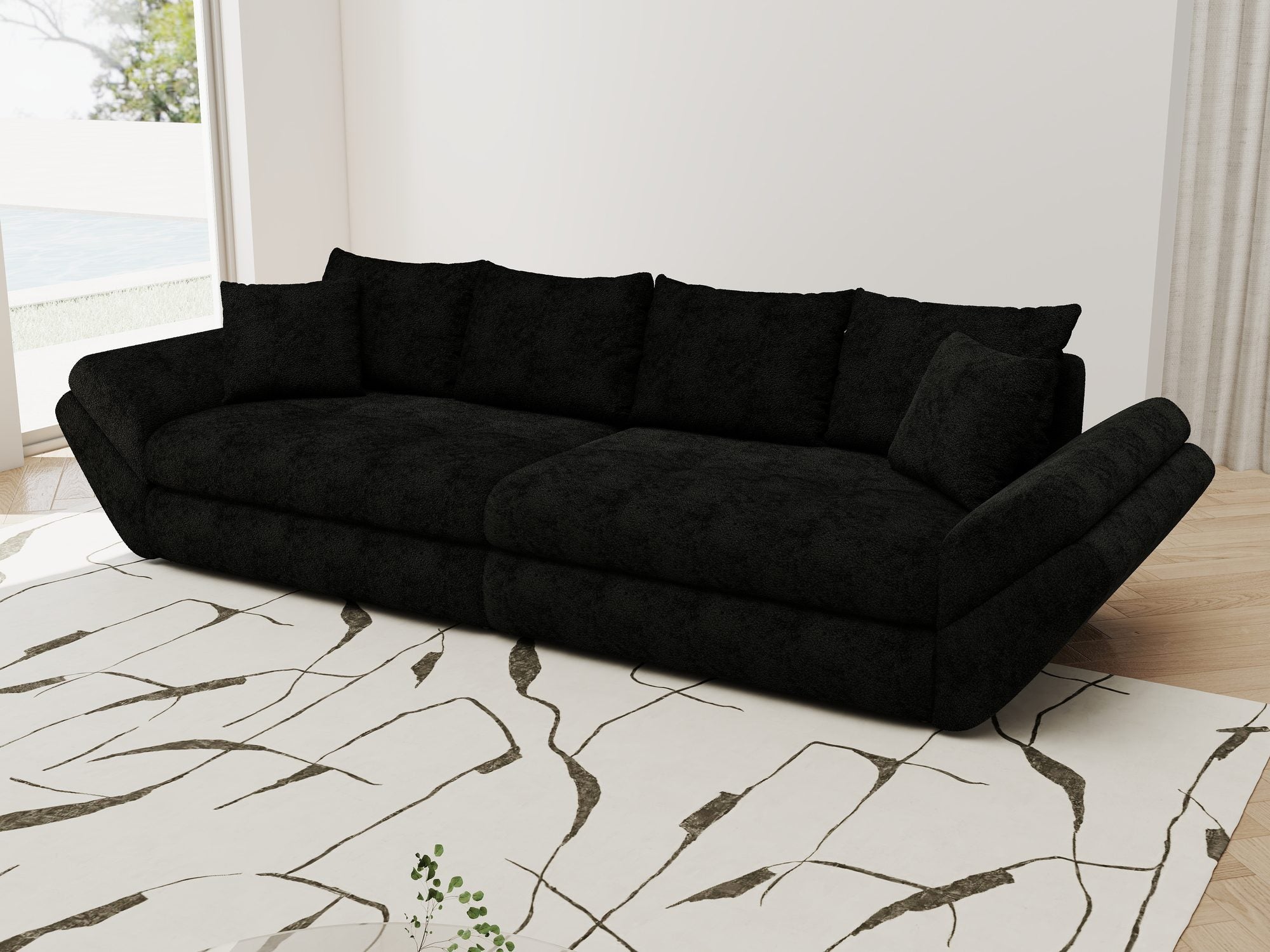 Canapea extensibilă dumonde cu ladă de depozitare Loana Quelle Negru 300x100 cm