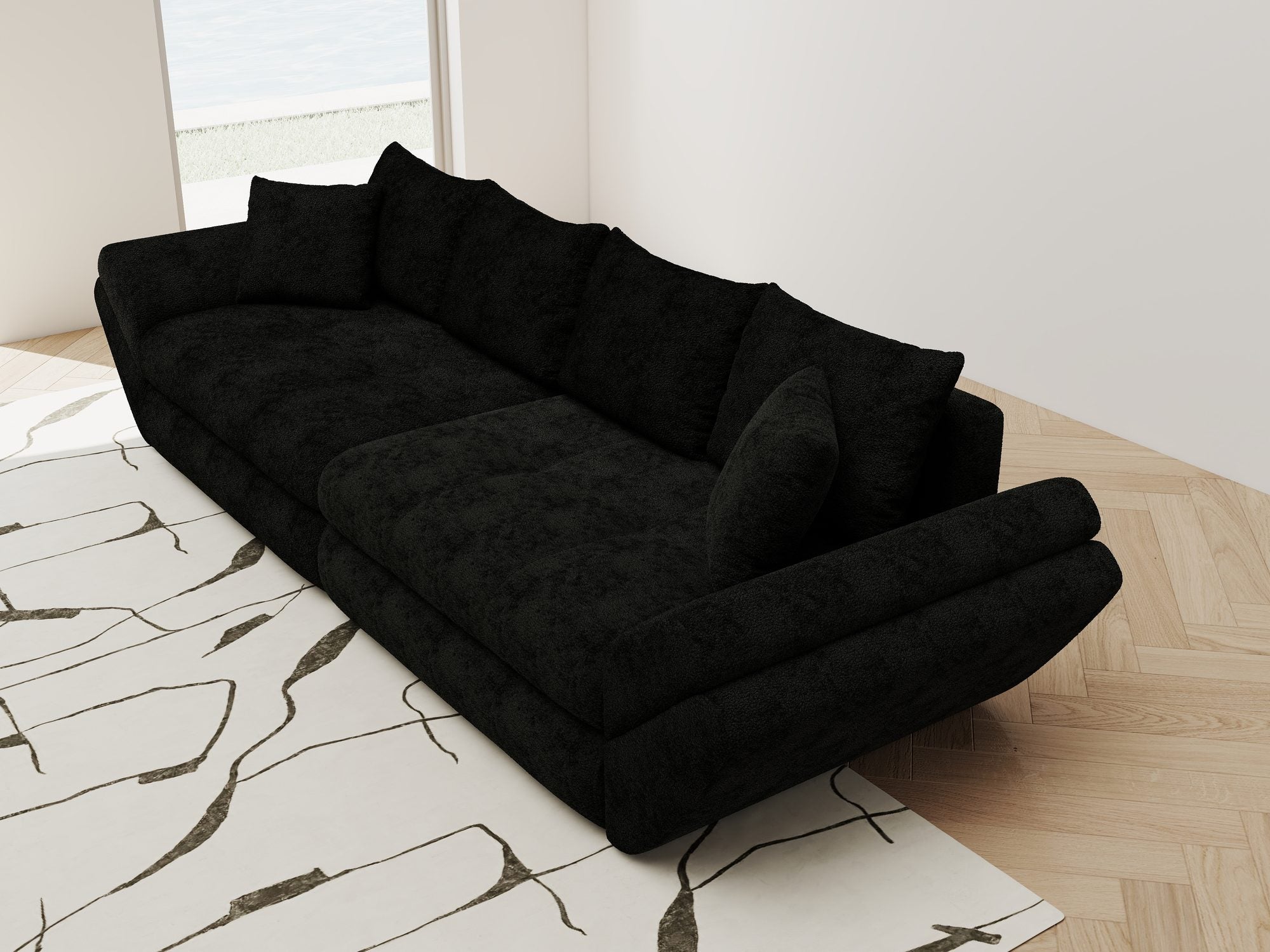 Canapea extensibilă dumonde cu ladă de depozitare Loana Quelle Negru 300x100 cm