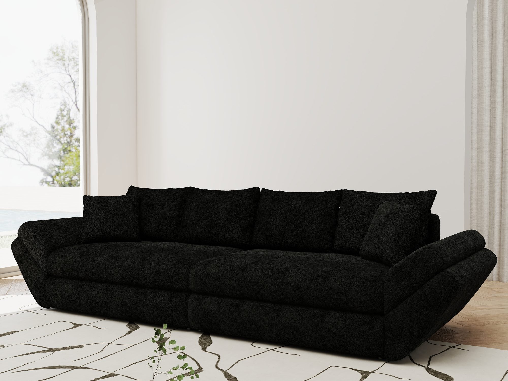 Canapea extensibilă dumonde cu ladă de depozitare Loana Quelle Negru 300x100 cm