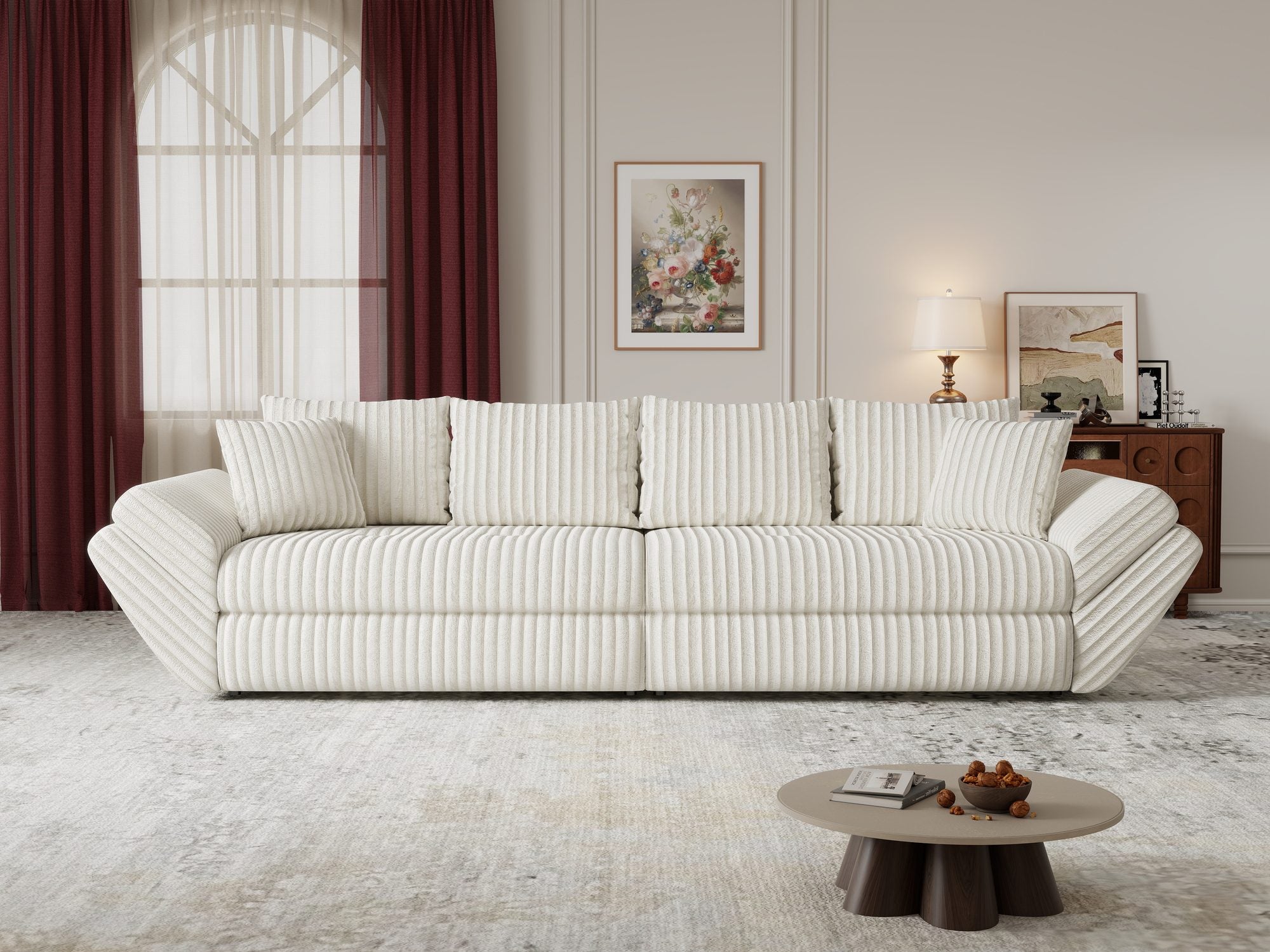 Canapea extensibilă dumonde cu ladă de depozitare Loana Tilia Bej 300x100 cm