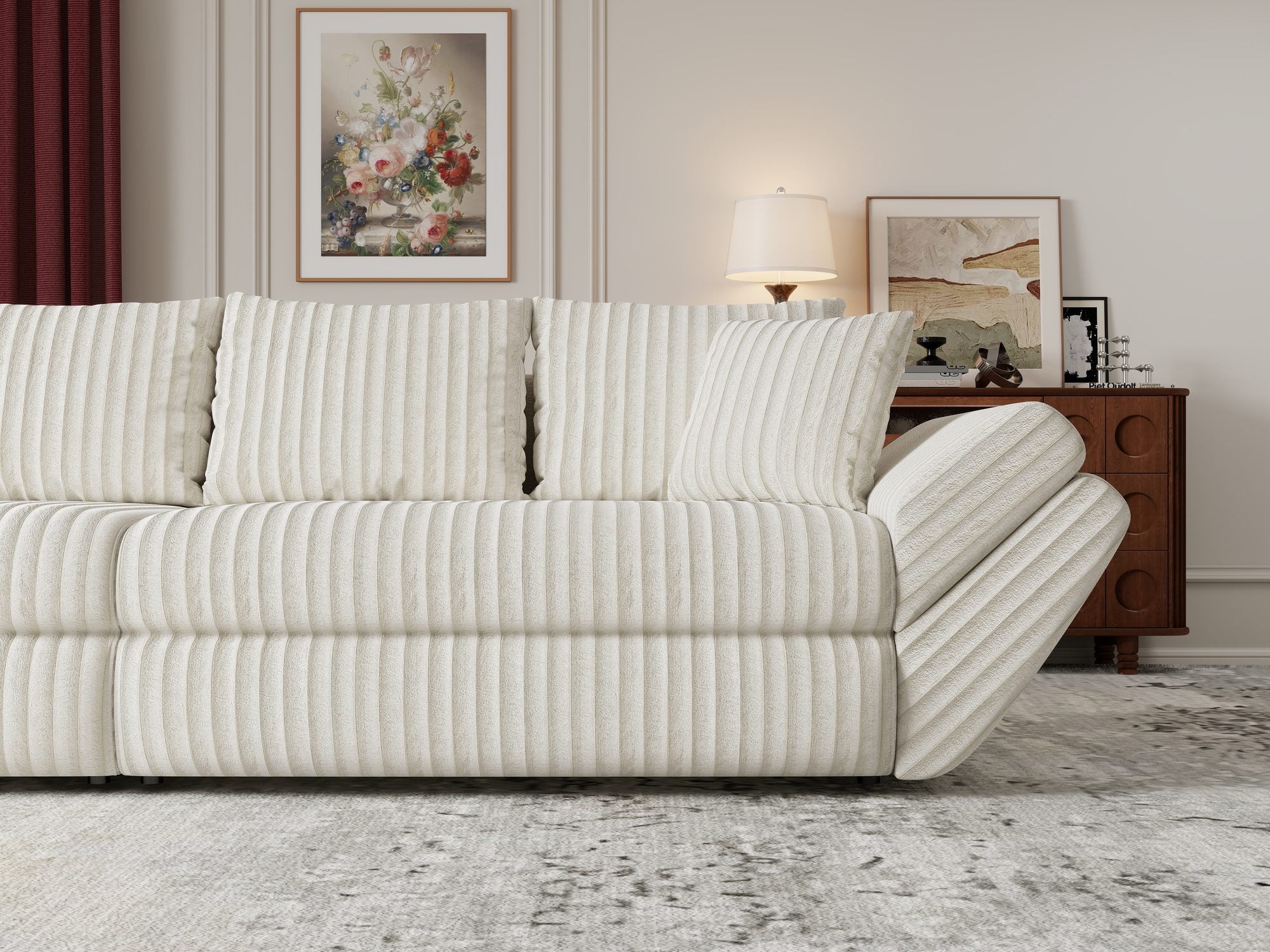 Canapea extensibilă dumonde cu ladă de depozitare Loana Tilia Bej 300x100 cm