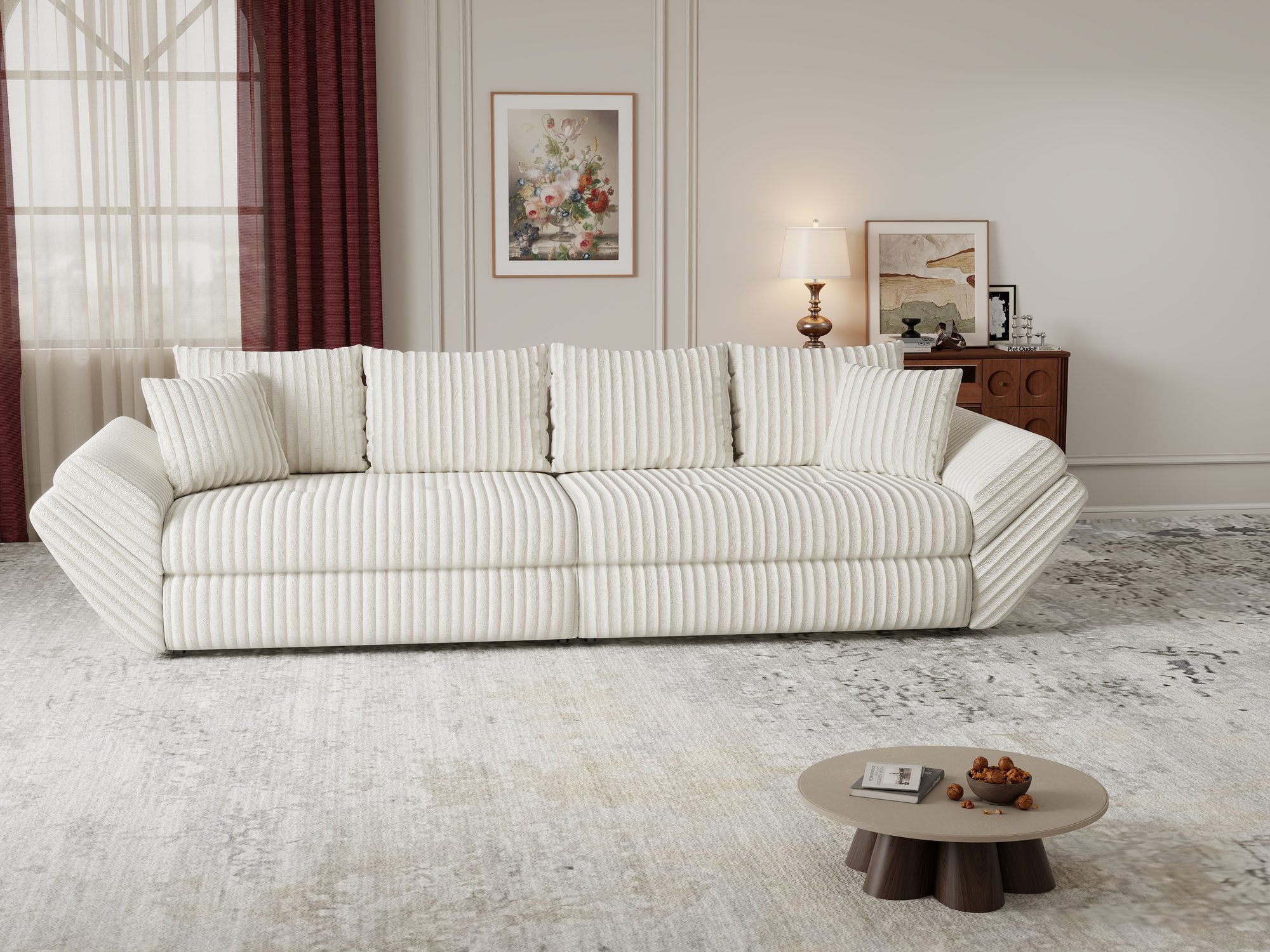 Canapea extensibilă dumonde cu ladă de depozitare Loana Tilia Bej 300x100 cm