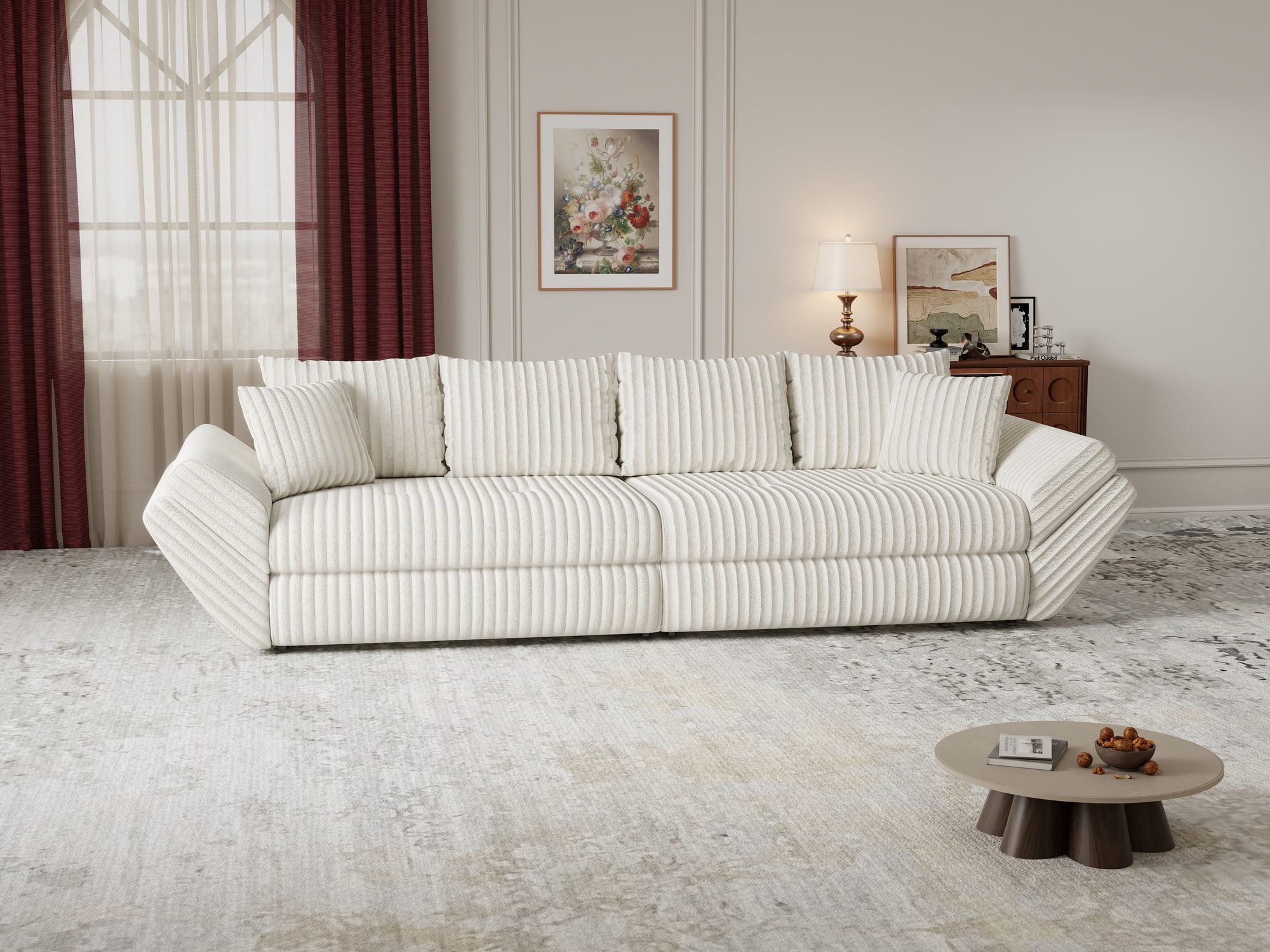 Canapea extensibilă dumonde cu ladă de depozitare Loana Tilia Bej 300x100 cm