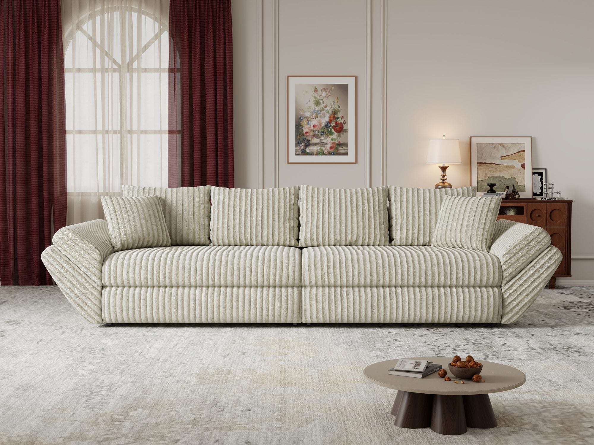 Canapea extensibilă dumonde cu ladă de depozitare Loana Tilia Bej 300x100 cm