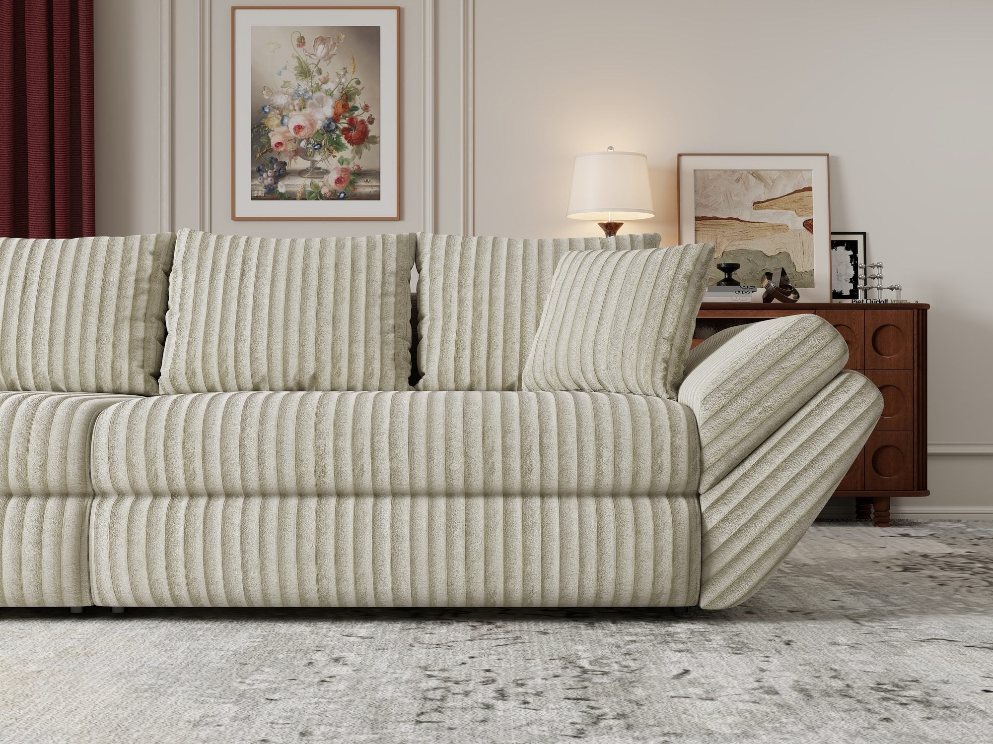Canapea extensibilă dumonde cu ladă de depozitare Loana Tilia Bej 300x100 cm