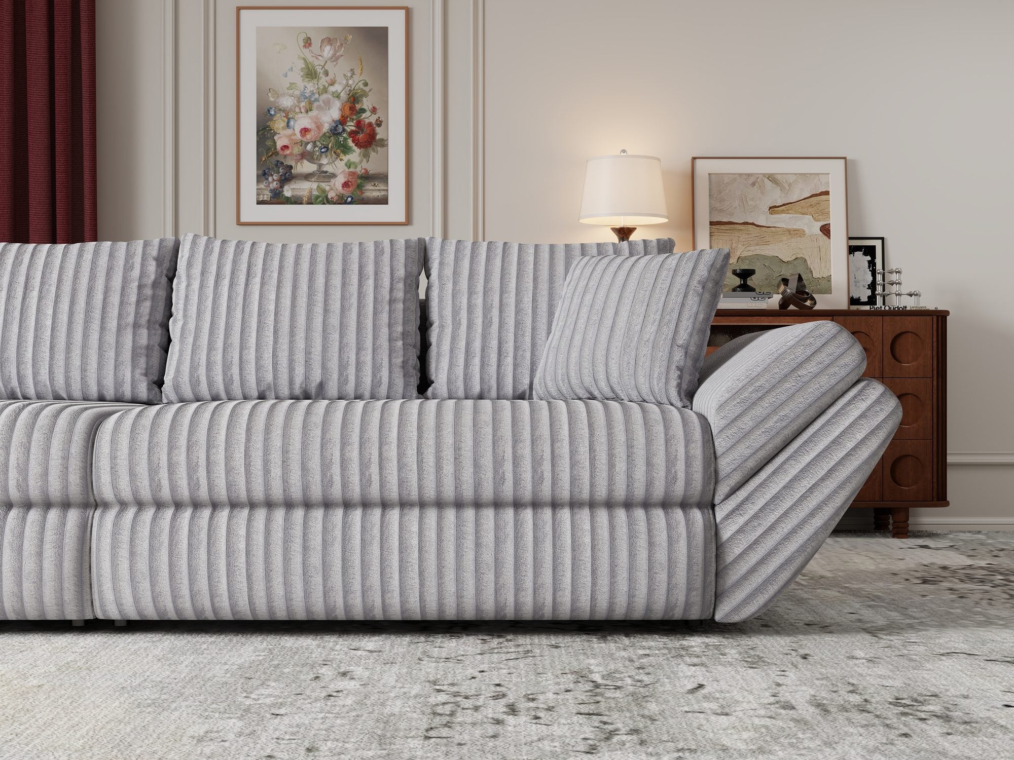 Canapea extensibilă dumonde cu ladă de depozitare Loana Tilia Gri 300x100 cm