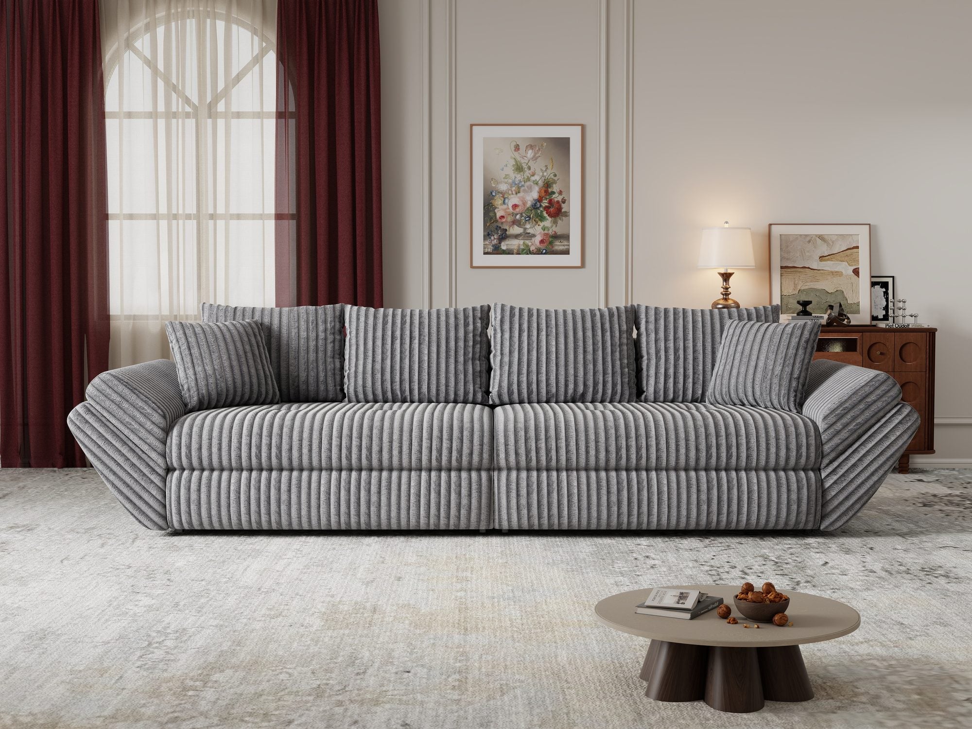 Canapea extensibilă dumonde cu ladă de depozitare Loana Tilia Gri 300x100 cm