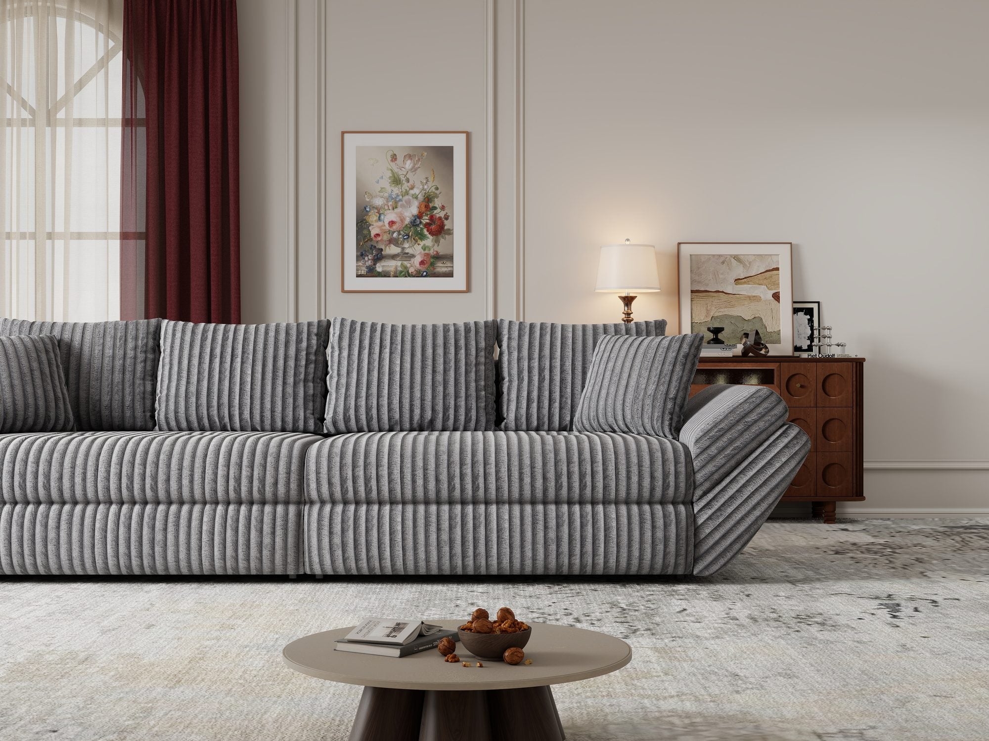 Canapea extensibilă dumonde cu ladă de depozitare Loana Tilia Gri 300x100 cm