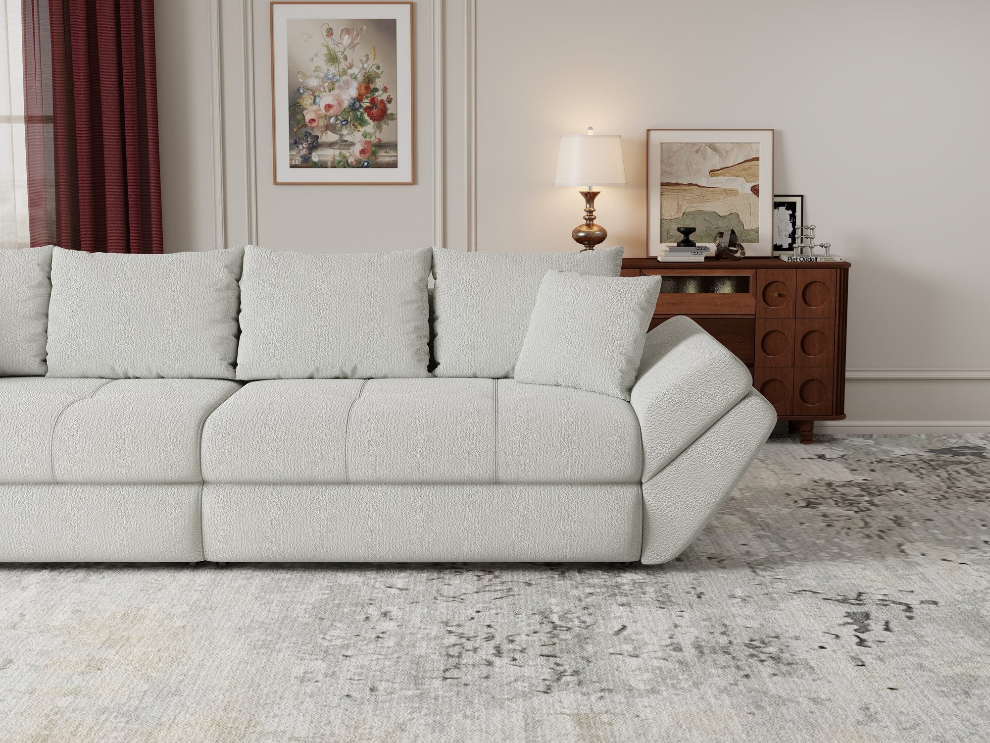 Canapea extensibilă dumonde cu ladă de depozitare Loana Vibe Bej 300x100 cm