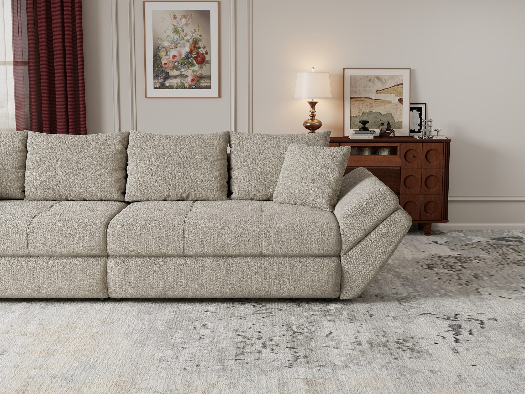 Canapea extensibilă dumonde cu ladă de depozitare Loana Vibe Bej 300x100 cm