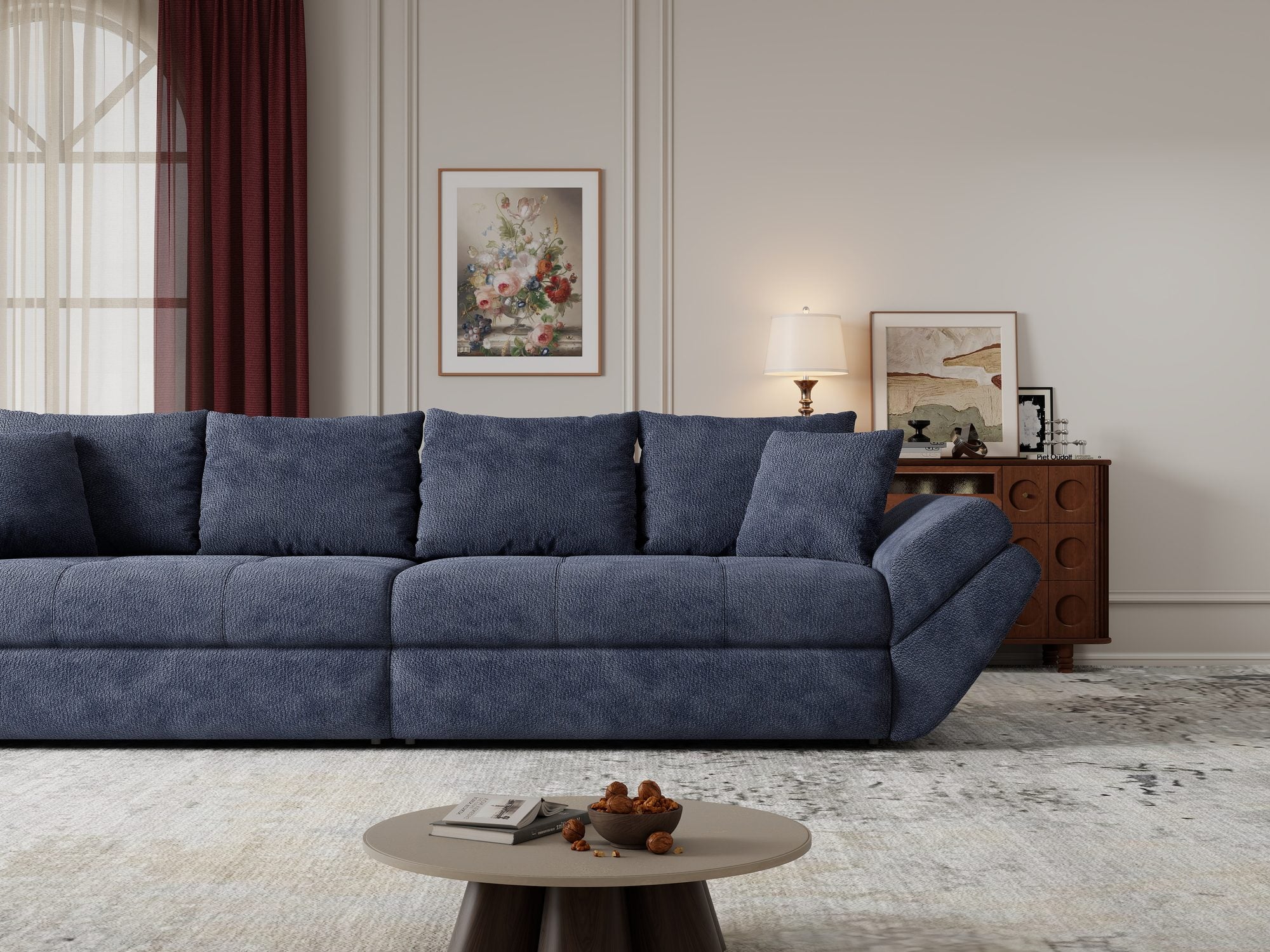 Canapea extensibilă dumonde cu ladă de depozitare Loana Vibe Albastru 300x100 cm