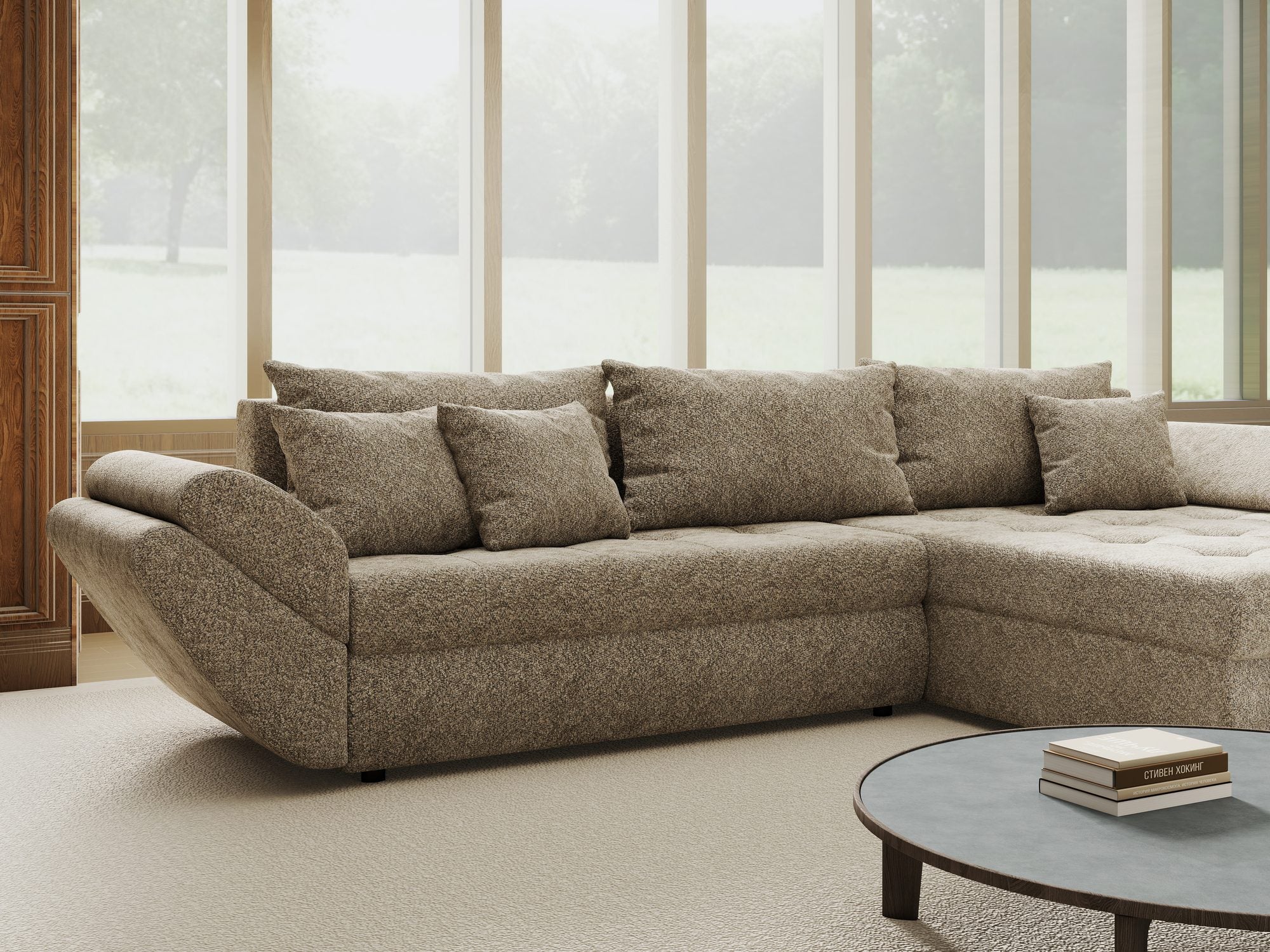 Colțar extensibil dumonde cu ladă de depozitare Loana Arena Bej II 270x185 cm