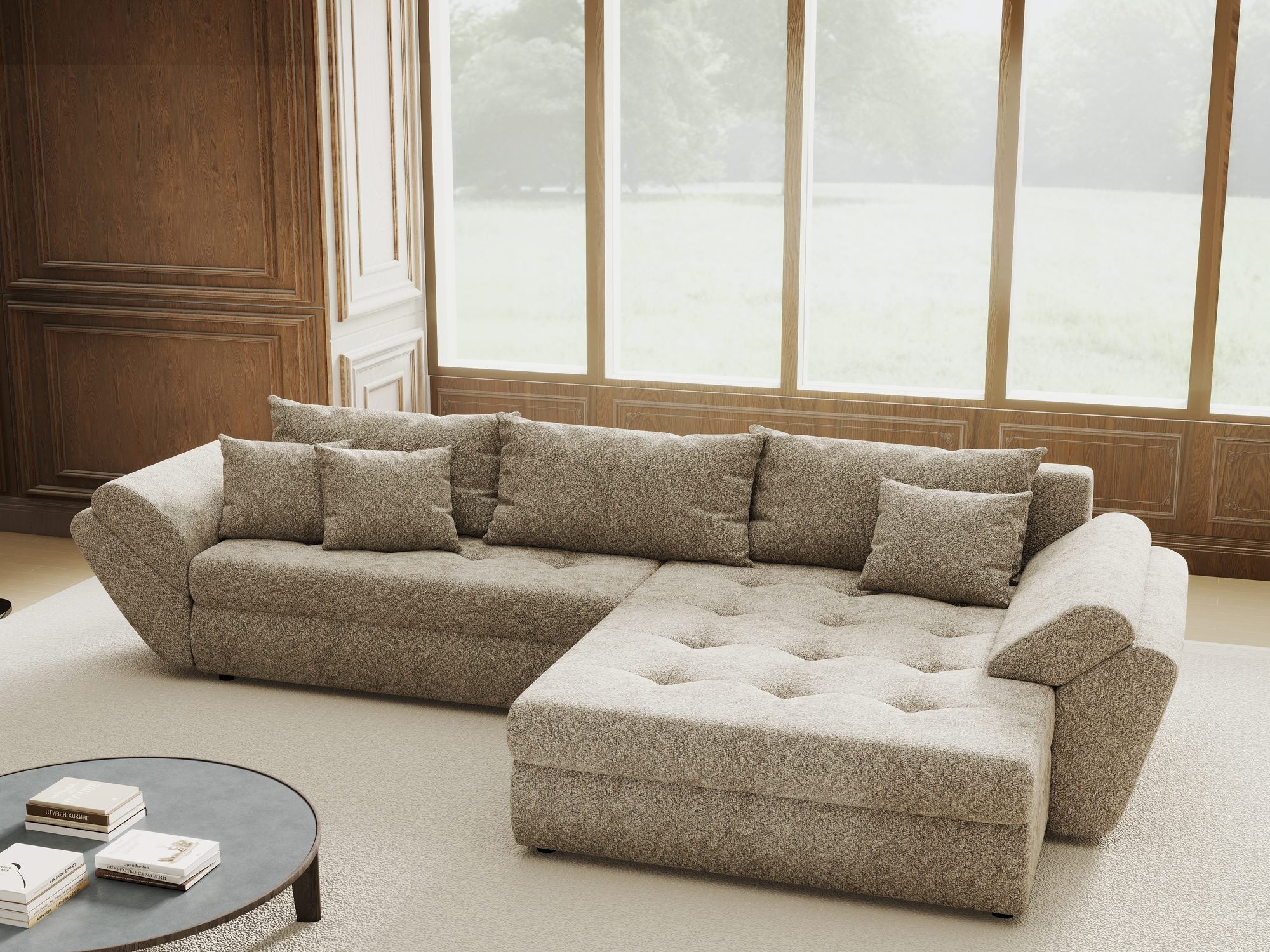 Colțar extensibil dumonde cu ladă de depozitare Loana Arena Bej II 270x185 cm