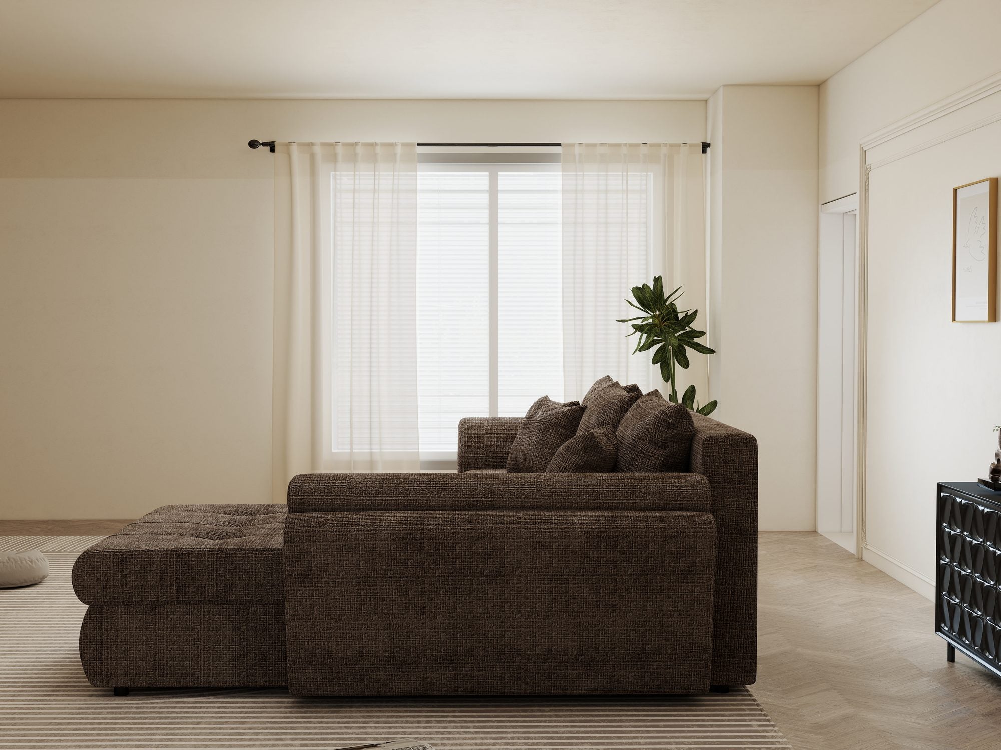 Colțar extensibil dumonde cu ladă de depozitare Loana Cremona Maro-bej II 270x185 cm