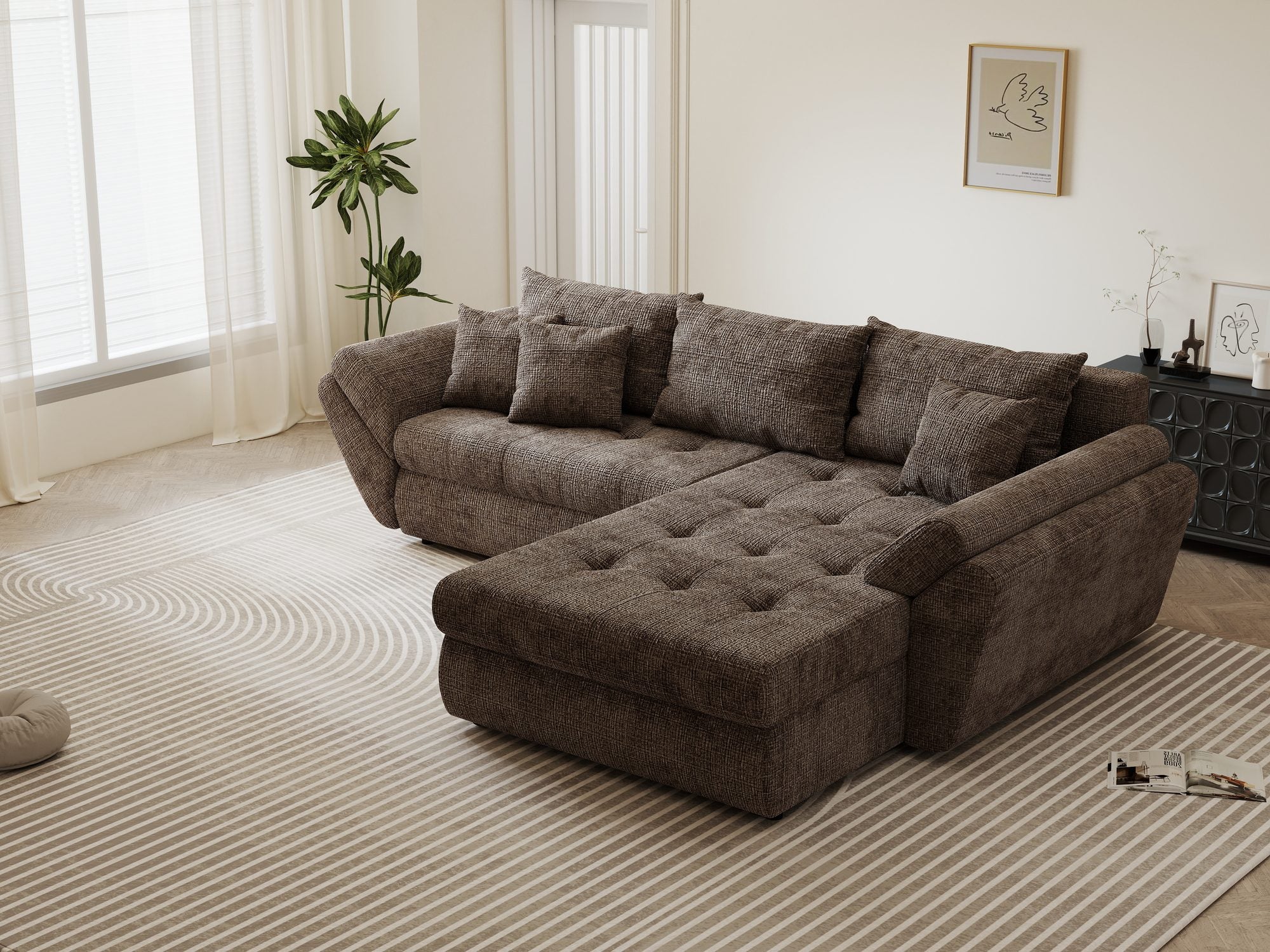 Colțar extensibil dumonde cu ladă de depozitare Loana Cremona Maro-bej II 270x185 cm