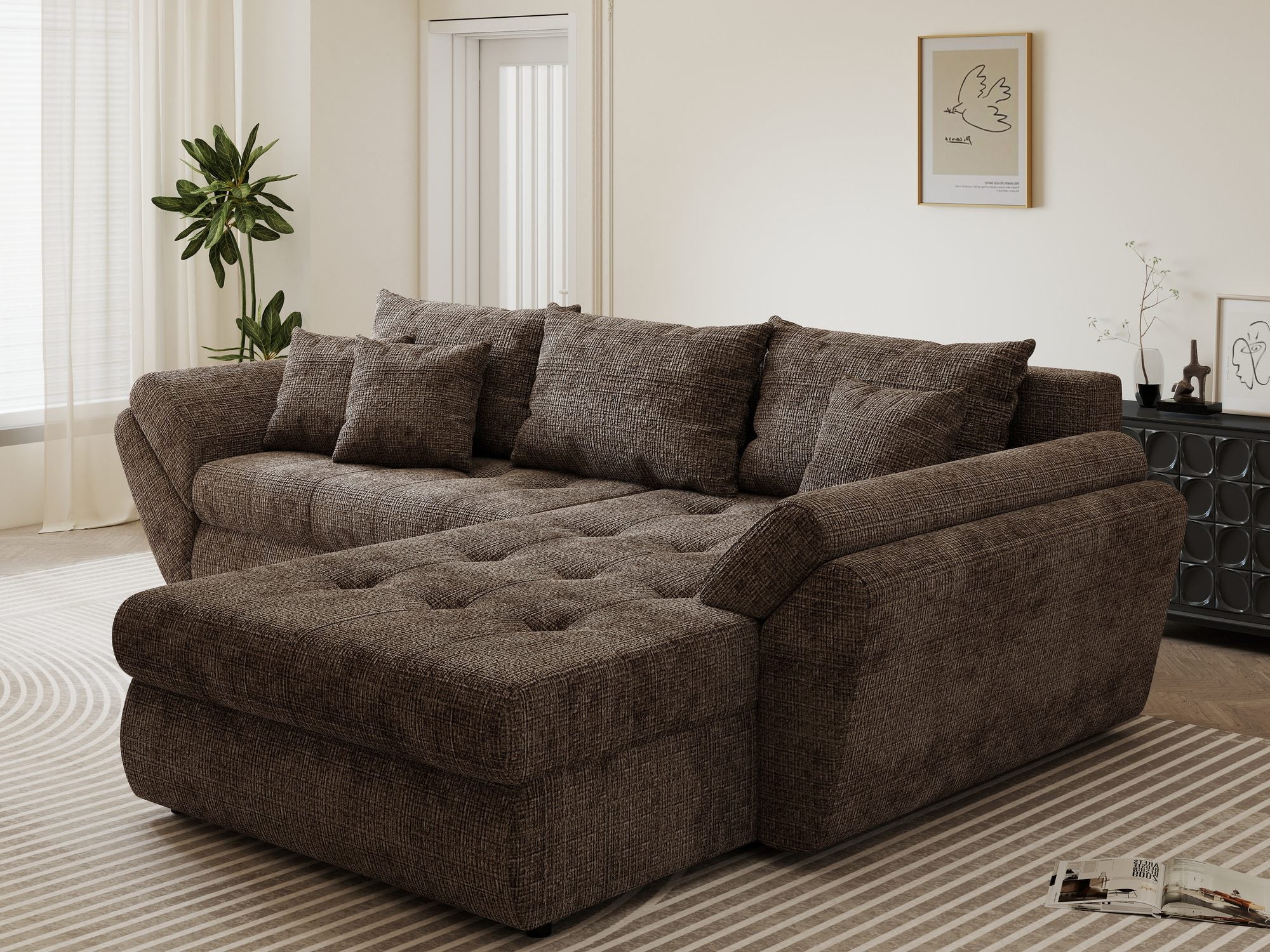Colțar extensibil dumonde cu ladă de depozitare Loana Cremona Maro-bej II 270x185 cm