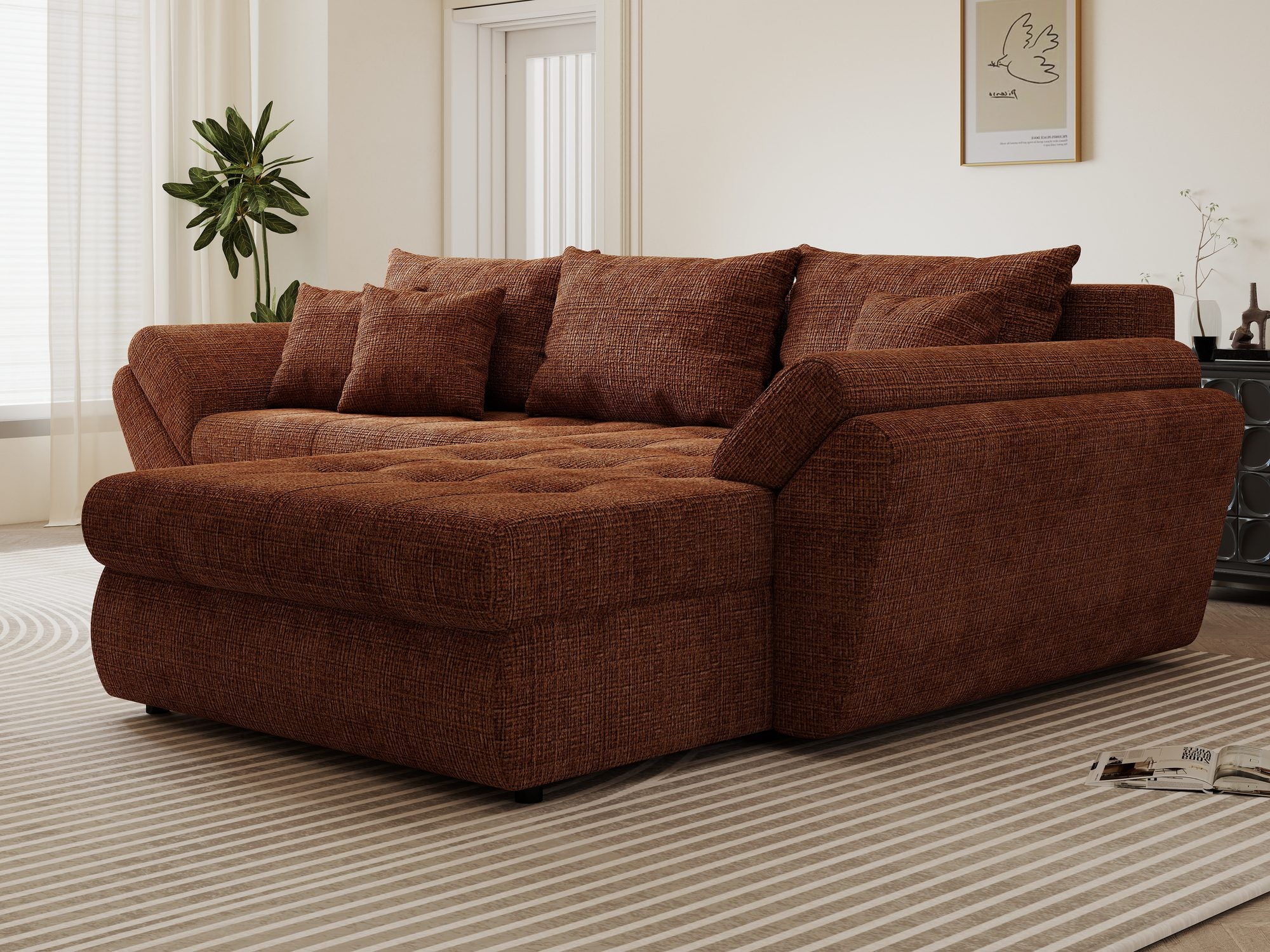 Colțar extensibil dumonde cu ladă de depozitare Loana Cremona Teracota II 270x185 cm