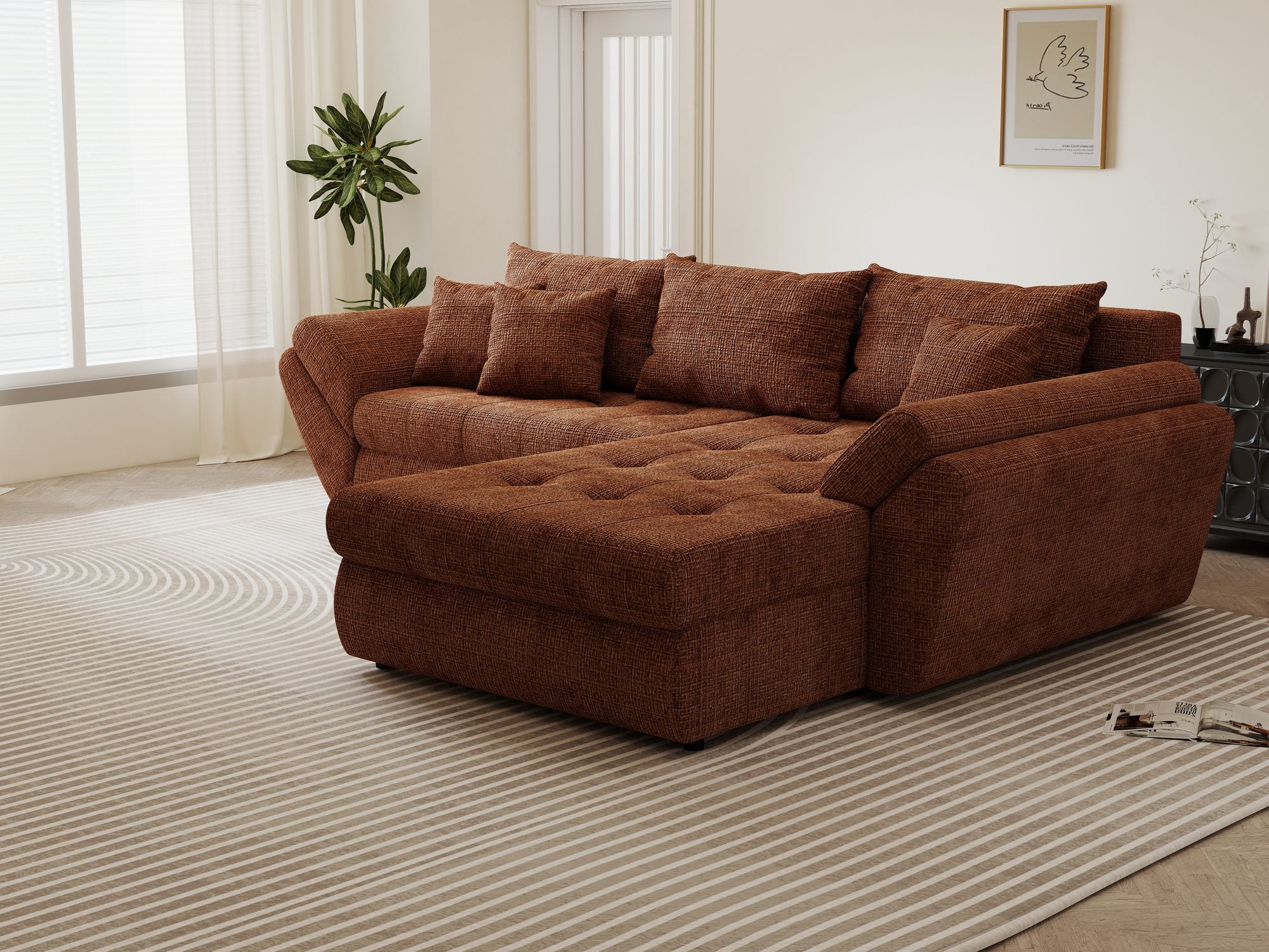 Colțar extensibil dumonde cu ladă de depozitare Loana Cremona Teracota II 270x185 cm