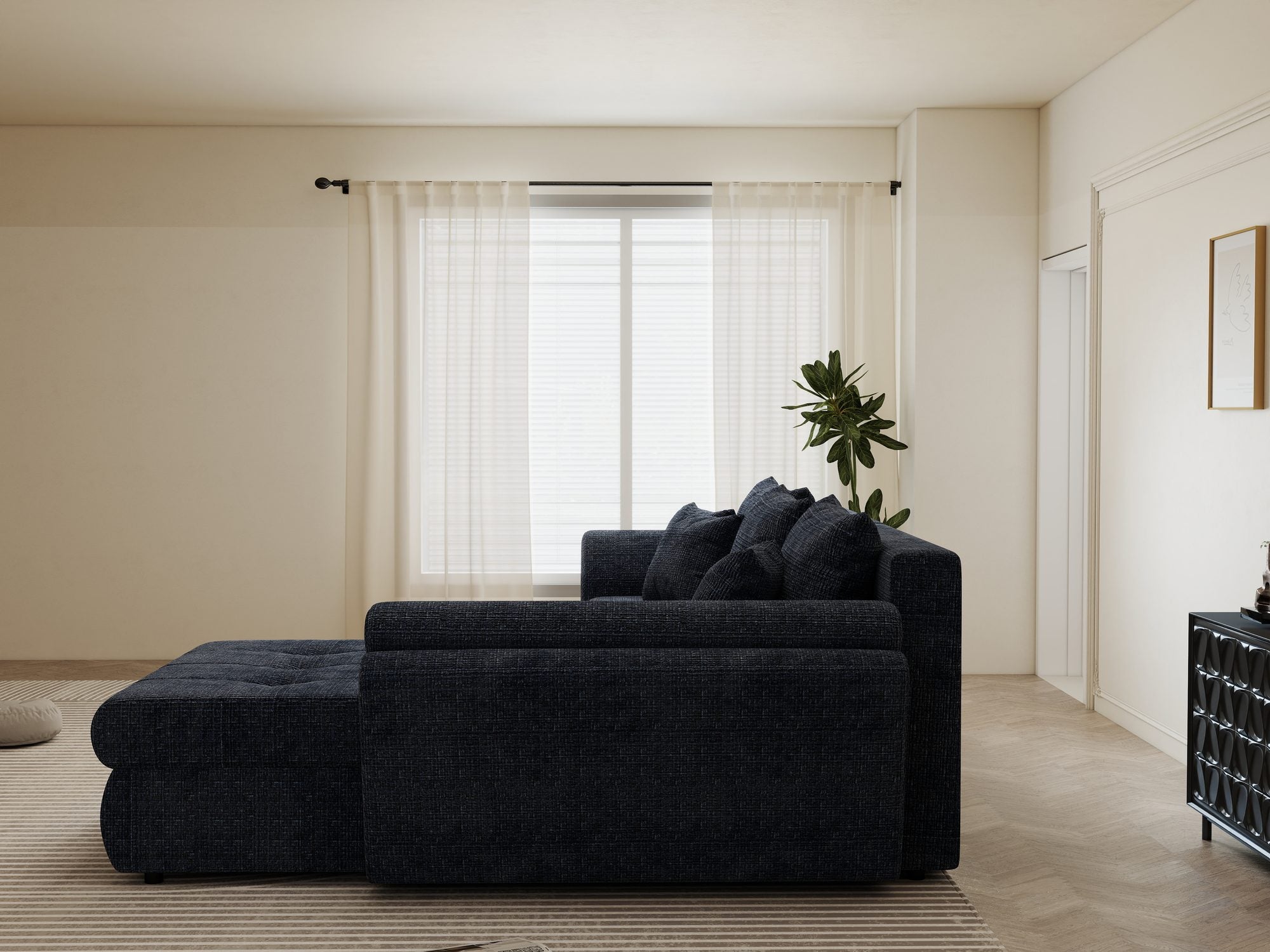 Colțar extensibil dumonde cu ladă de depozitare Loana Cremona Albastru II 270x185 cm