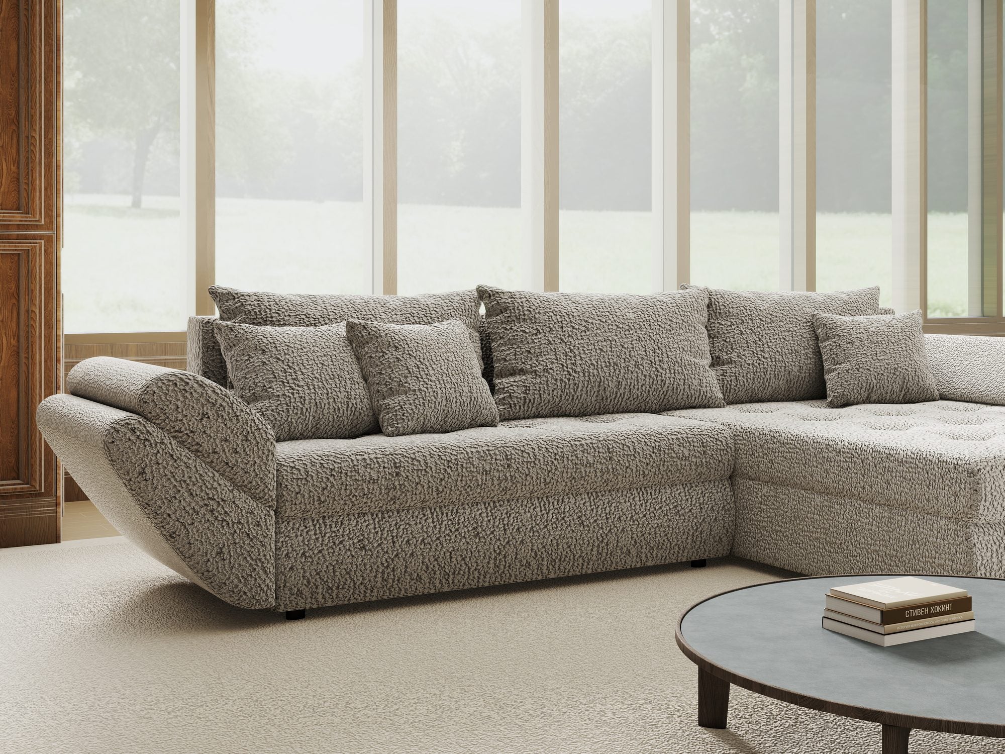 Colțar extensibil dumonde cu ladă de depozitare Loana Jaguar Gri II 270x185 cm