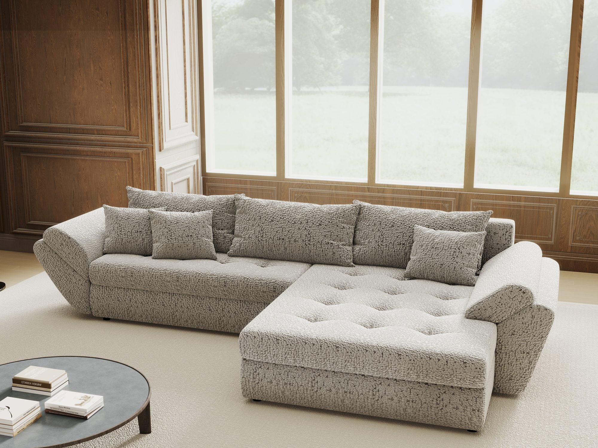 Colțar extensibil dumonde cu ladă de depozitare Loana Jaguar Gri II 270x185 cm