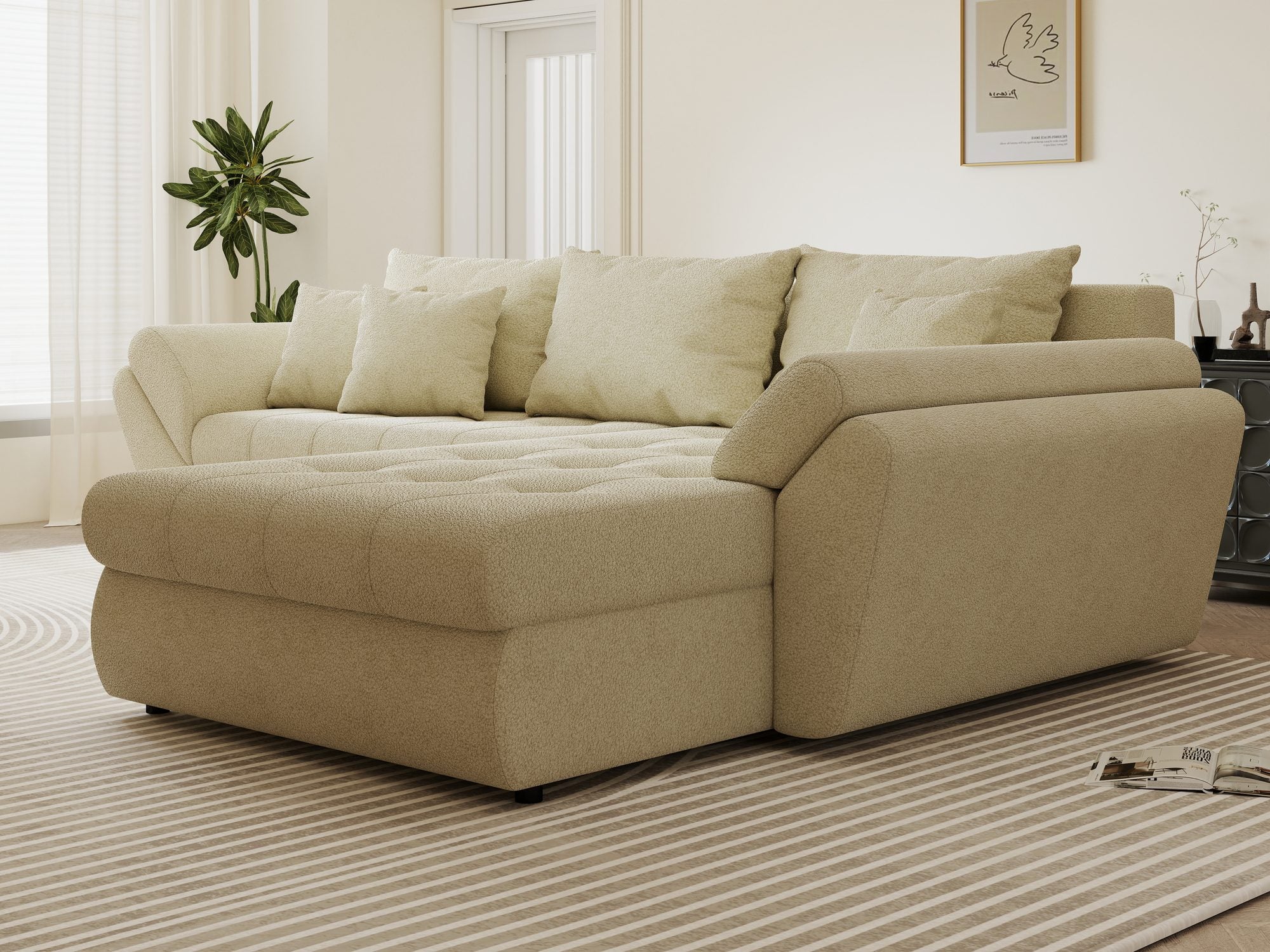 Colțar extensibil dumonde cu ladă de depozitare Loana Quelle Bej II 270x185 cm
