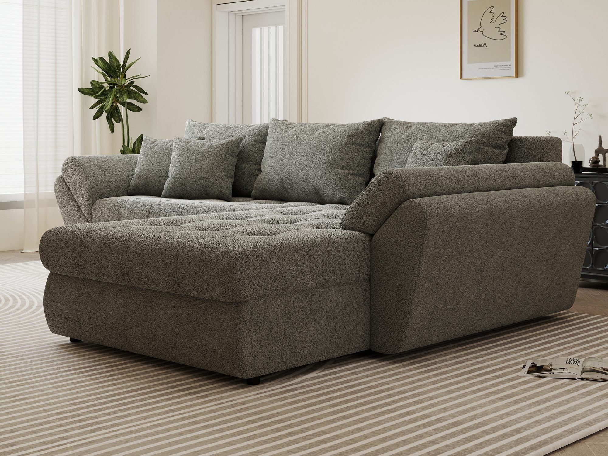 Colțar extensibil dumonde cu ladă de depozitare Loana Quelle Gri II 270x185 cm