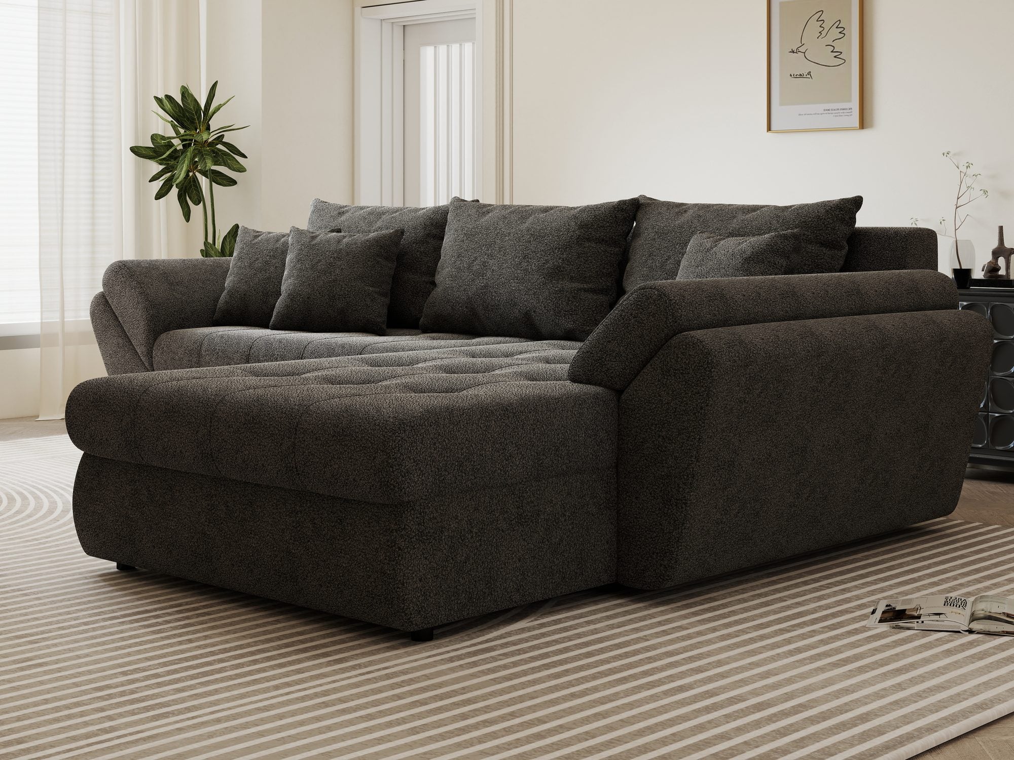 Colțar extensibil dumonde cu ladă de depozitare Loana Quelle Gri II 270x185 cm
