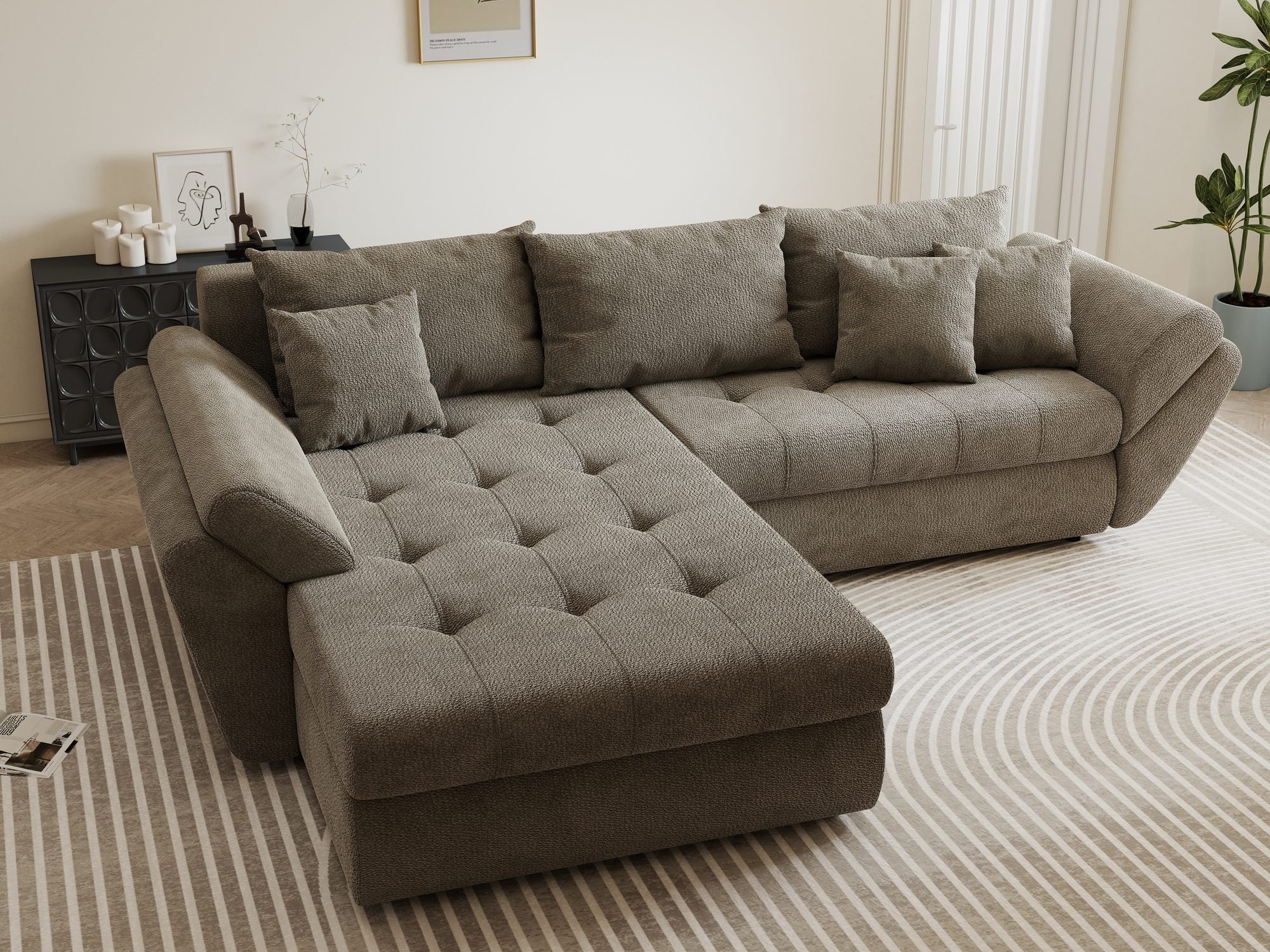 Colțar extensibil dumonde cu ladă de depozitare si sezut confortabil din spuma high-density, Loana Vibe 270x185 cm
