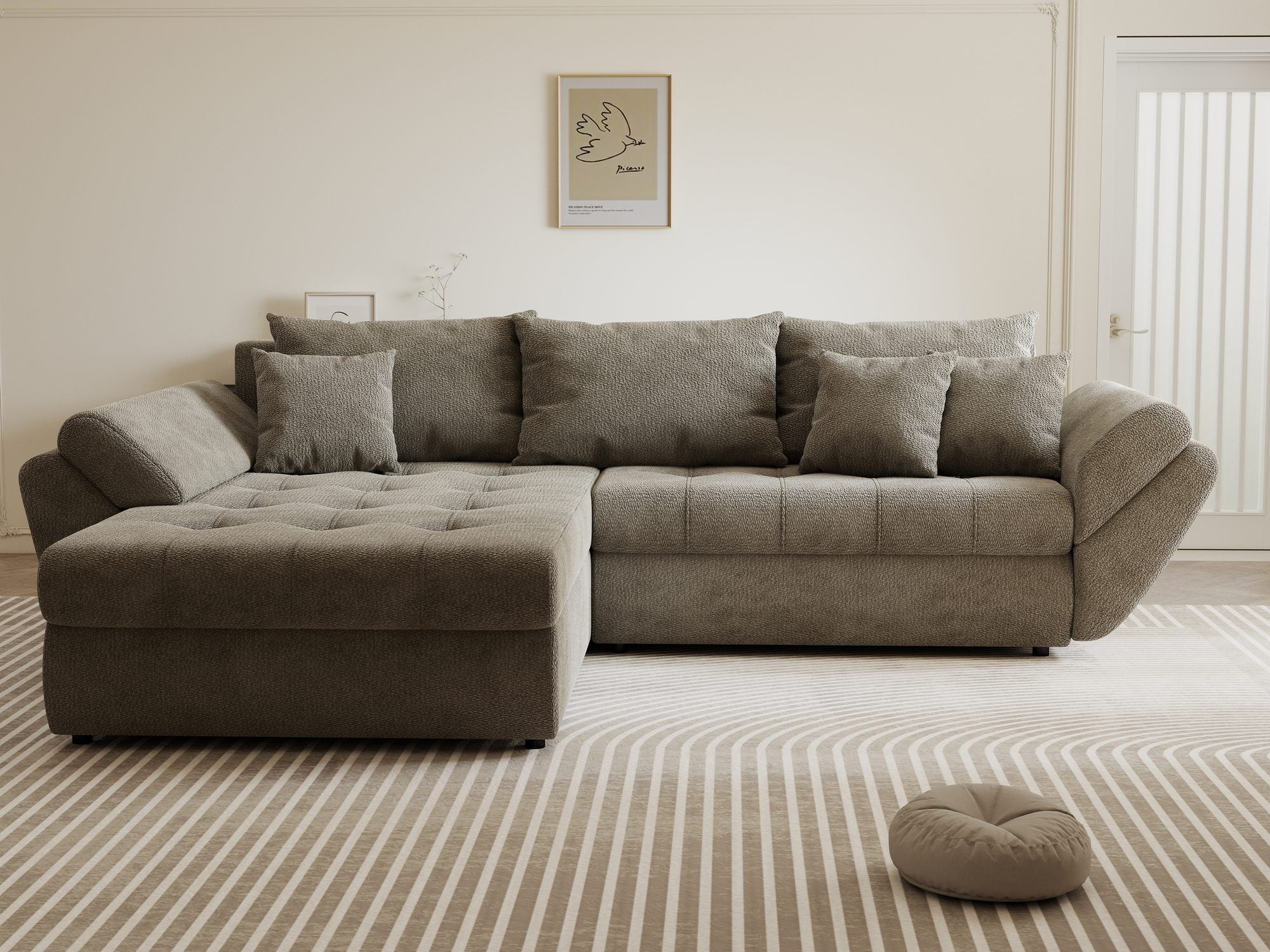 Colțar extensibil dumonde cu ladă de depozitare si sezut confortabil din spuma high-density, Loana Vibe 270x185 cm