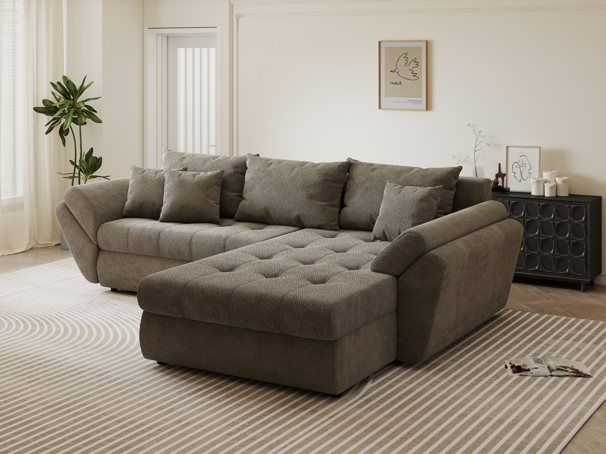 Colțar extensibil dumonde cu ladă de depozitare si sezut confortabil din spuma high-density, Loana Vibe II 270x185 cm