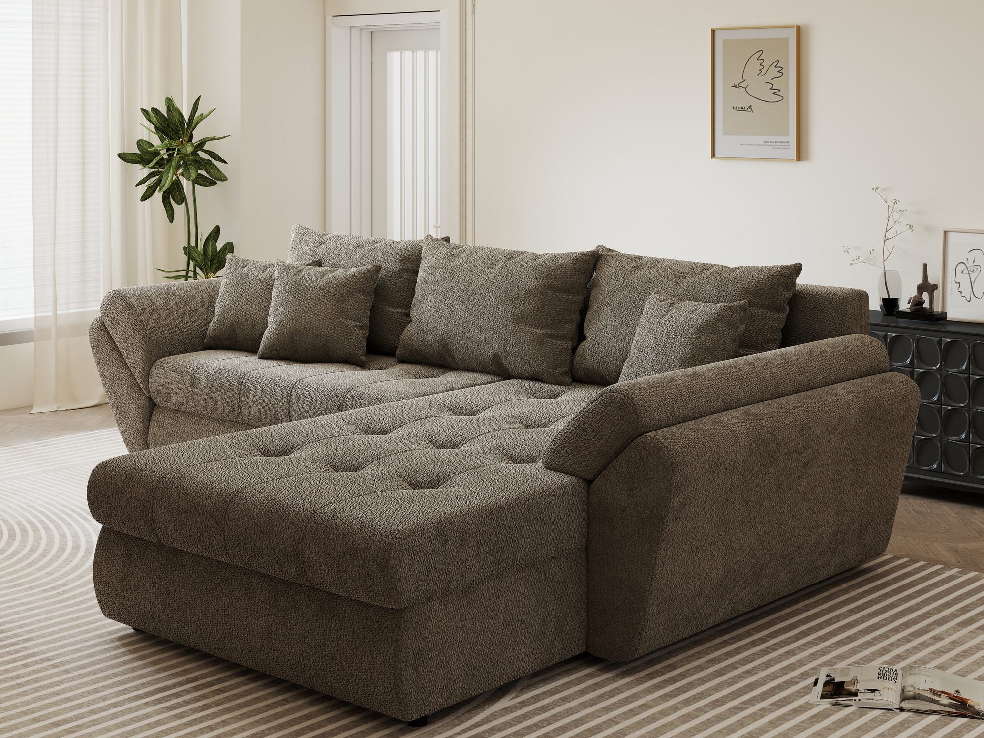 Colțar extensibil dumonde cu ladă de depozitare si sezut confortabil din spuma high-density, Loana Vibe II 270x185 cm