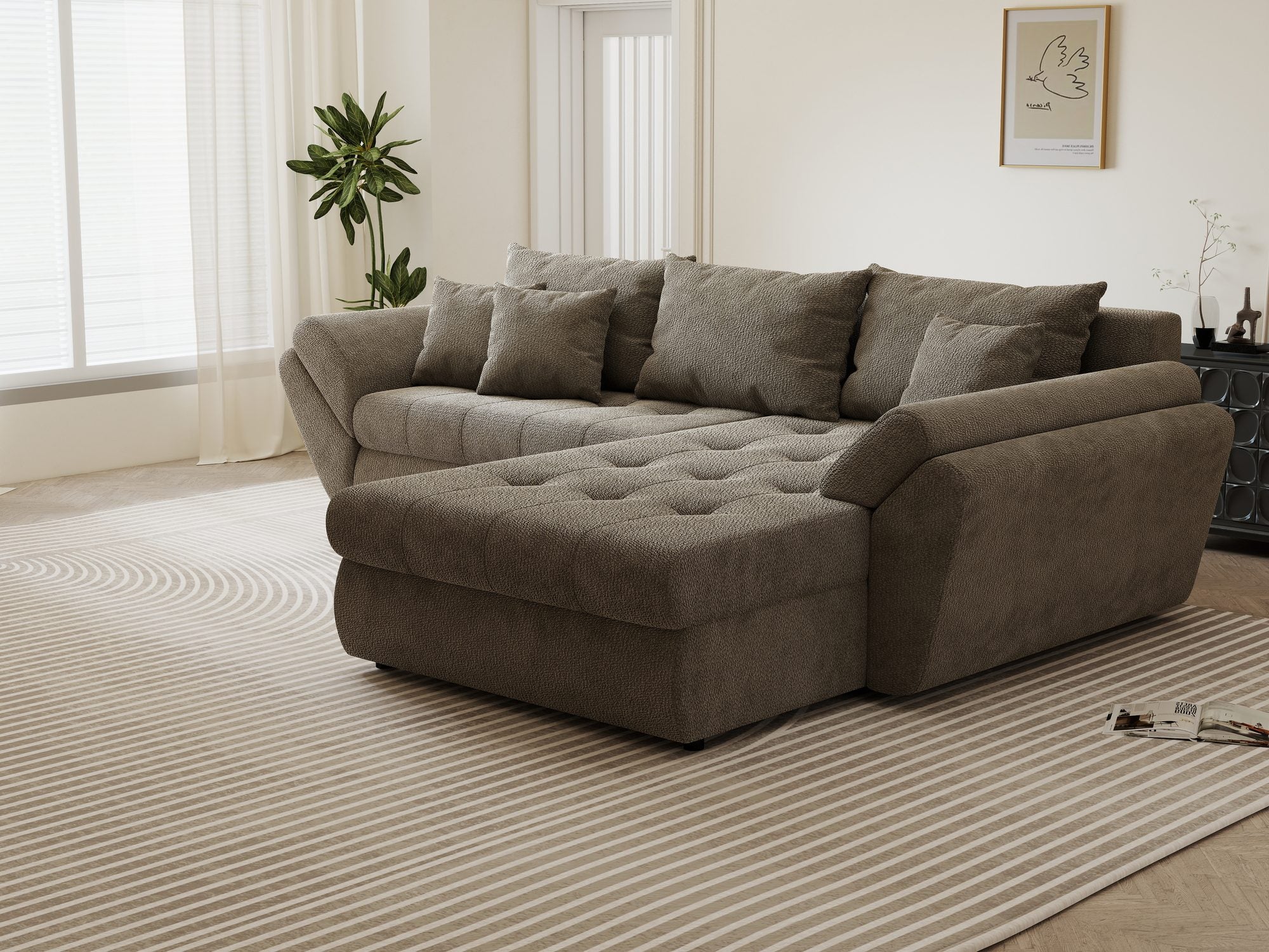 Colțar extensibil dumonde cu ladă de depozitare si sezut confortabil din spuma high-density, Loana Vibe II 270x185 cm