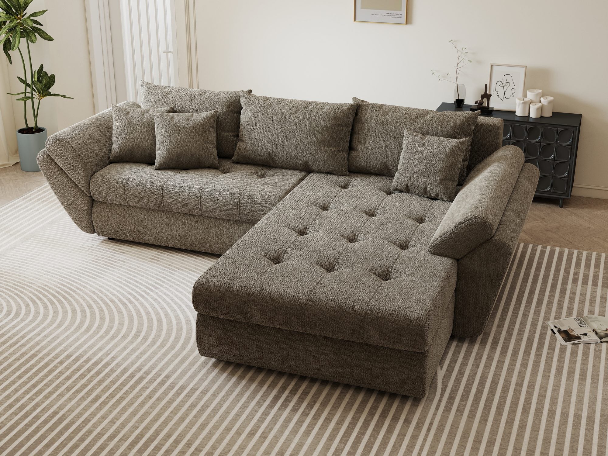 Colțar extensibil dumonde cu ladă de depozitare si sezut confortabil din spuma high-density, Loana Vibe II 270x185 cm