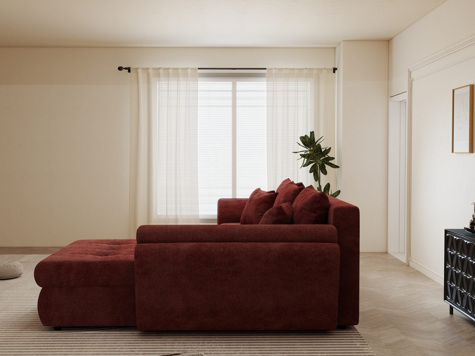 Colțar extensibil dumonde cu ladă de depozitare Loana Vibe Rosu II 270x185 cm