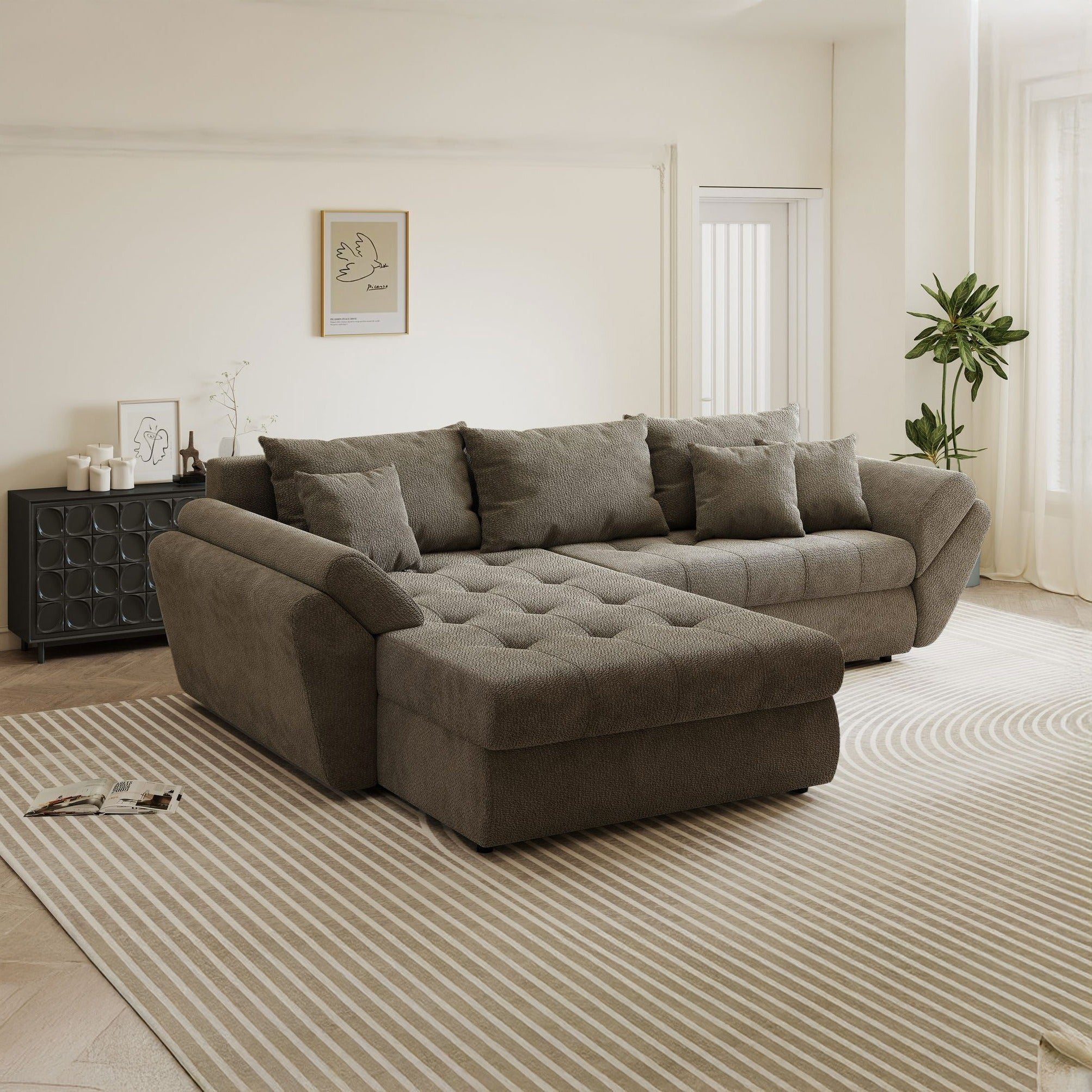 Colțar extensibil dumonde cu ladă de depozitare si sezut confortabil din spuma high-density, Loana Vibe 21 270x185 cm