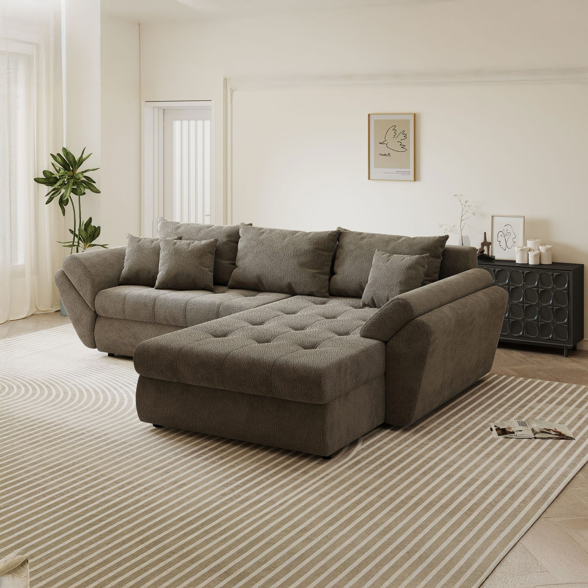 Colțar extensibil dumonde cu ladă de depozitare si sezut confortabil din spuma high-density, Loana Vibe II 270x185 cm