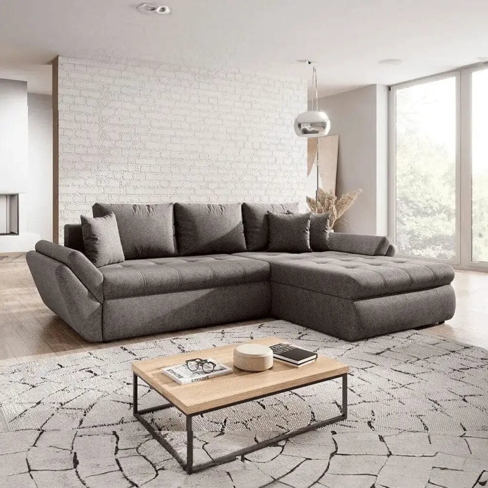 Colțar extensibil dumonde cu ladă de depozitare si sezut confortabil din spuma HR, Loana Enjoy Kaki 270x185 cm Fabrica