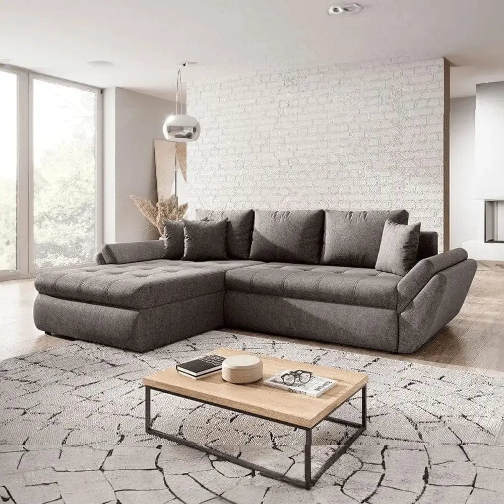 Colțar extensibil dumonde cu ladă de depozitare si sezut confortabil din spuma HR, Loana Enjoy Kaki II 270x185 cm Fabrica