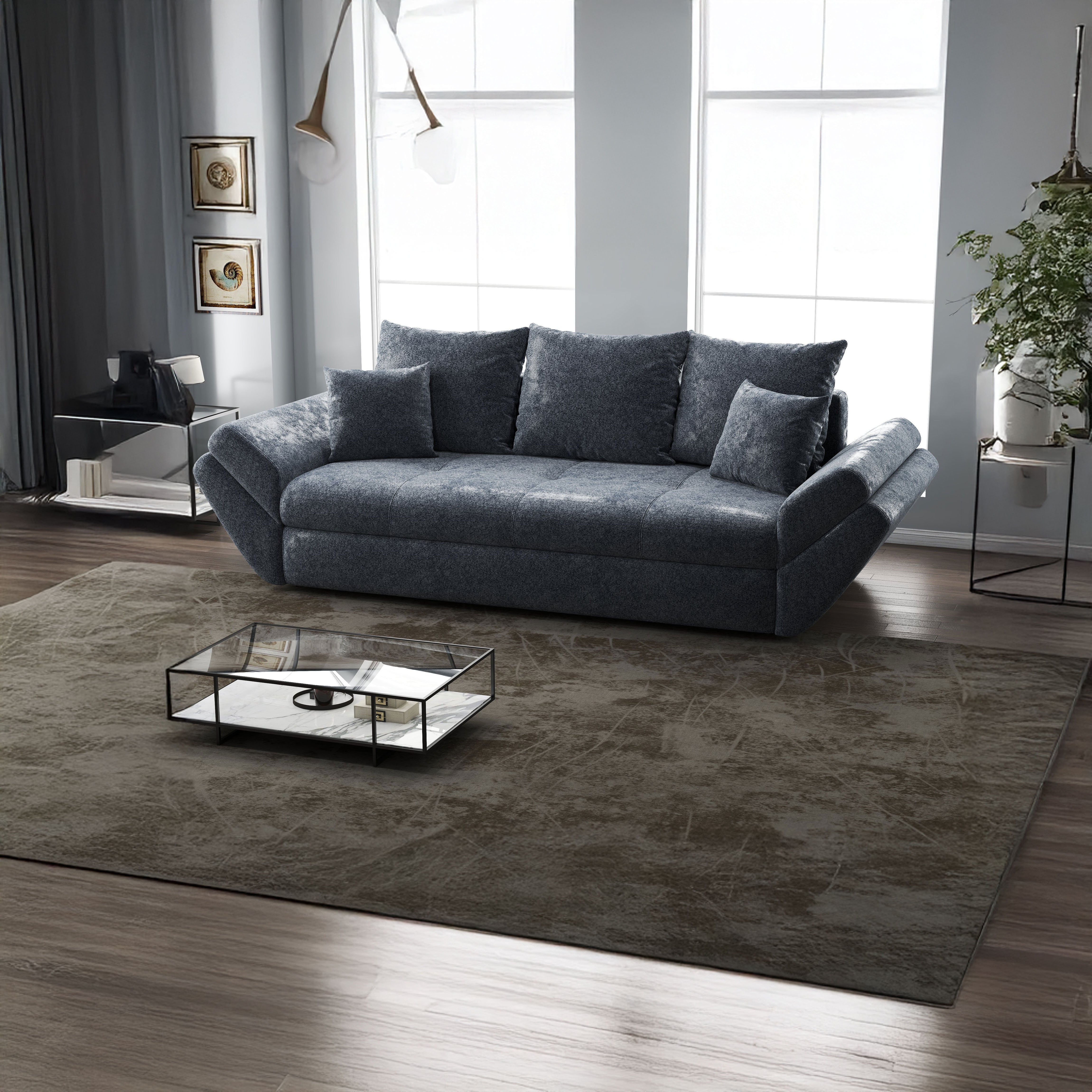 Canapea extensibilă dumonde cu ladă de depozitare si sezut confortabil din spuma HR, Loana Euphoria Grafit 250x100 cm Fabrica