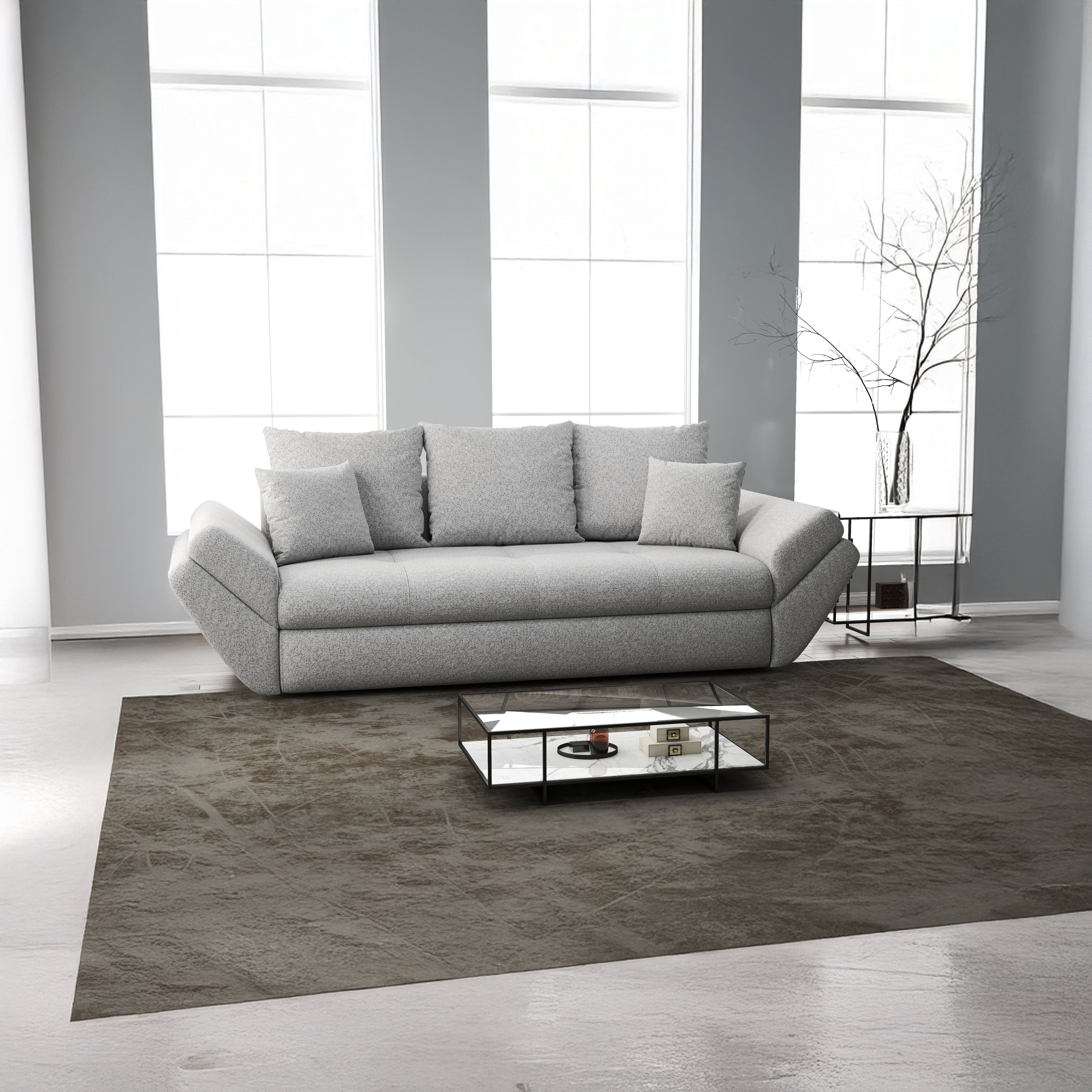 Canapea extensibilă dumonde cu ladă de depozitare si sezut confortabil din spuma HR, Loana Euphoria Dove 250x100 cm Fabrica