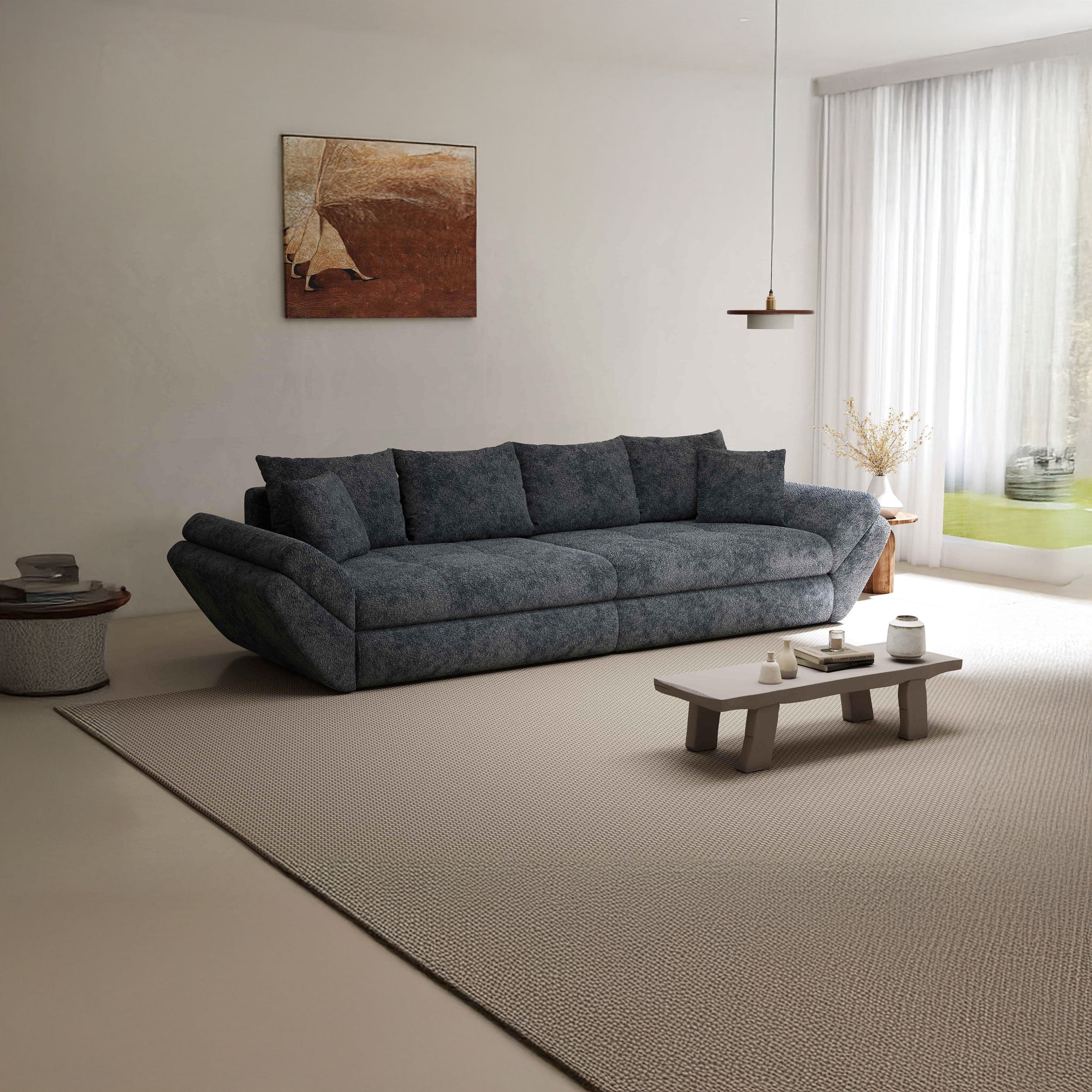 Canapea extensibilă dumonde cu ladă de depozitare si sezut confortabil din spuma HR, Loana Euphoria Grafit 300x100 cm Fabrica