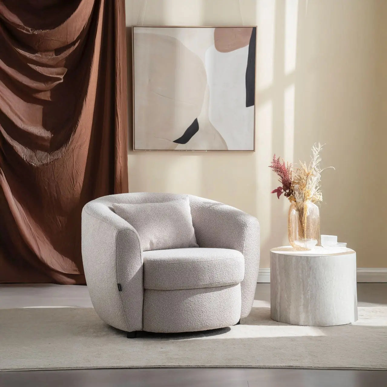 Fotoliu dumonde tapitat Bej modern Lorenzo 88x93cm ULK