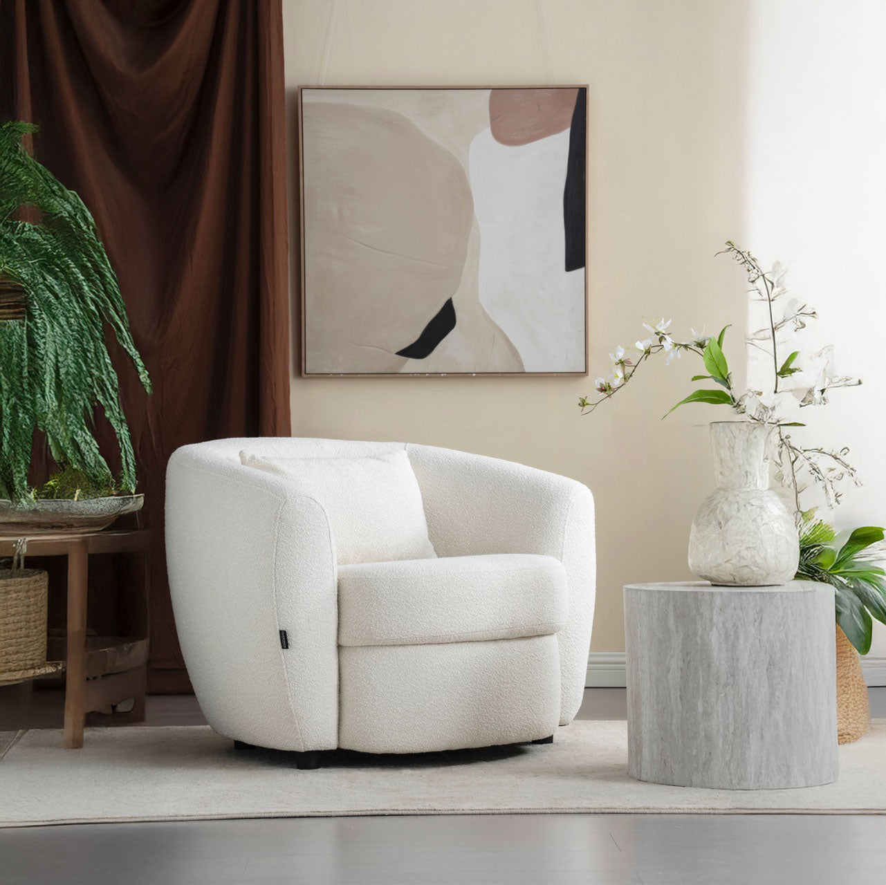 Fotoliu dumonde tapitat Gri modern Lorenzo 88x93cm ULK